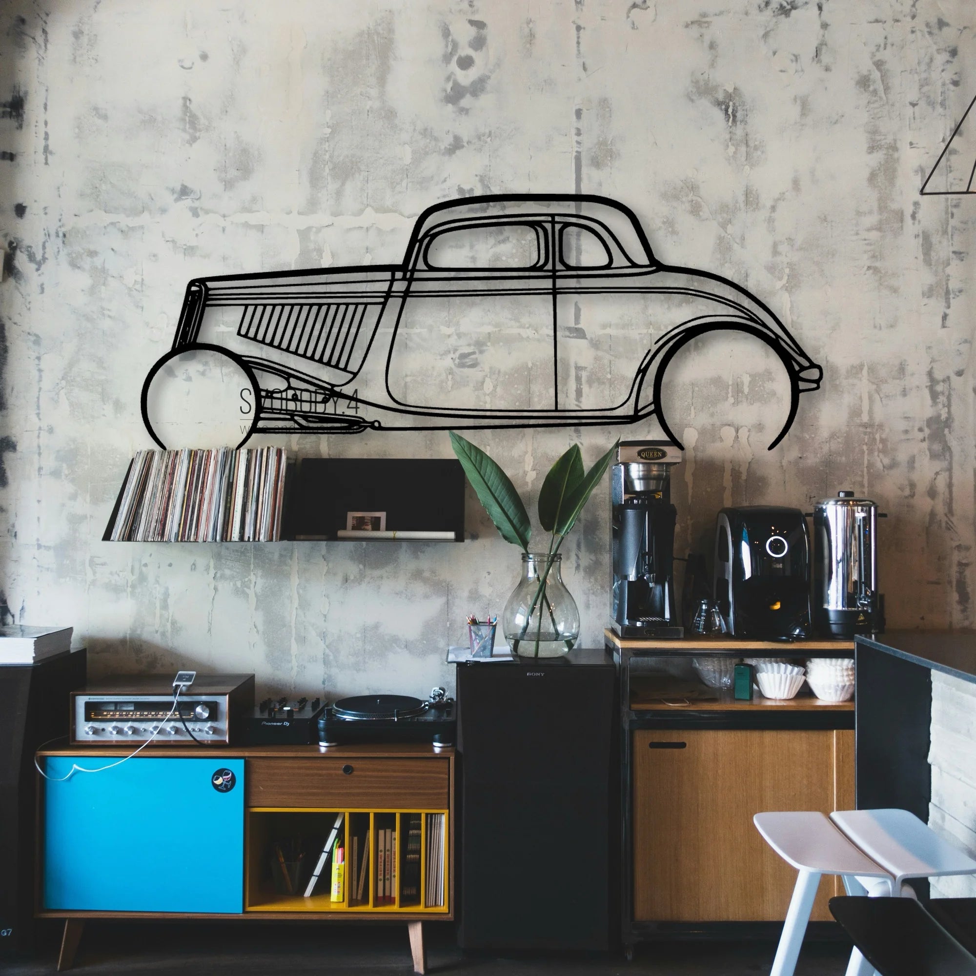 Highboy 1934 Classic Silhouette Metal Wall Art - Automotive Garage Decor