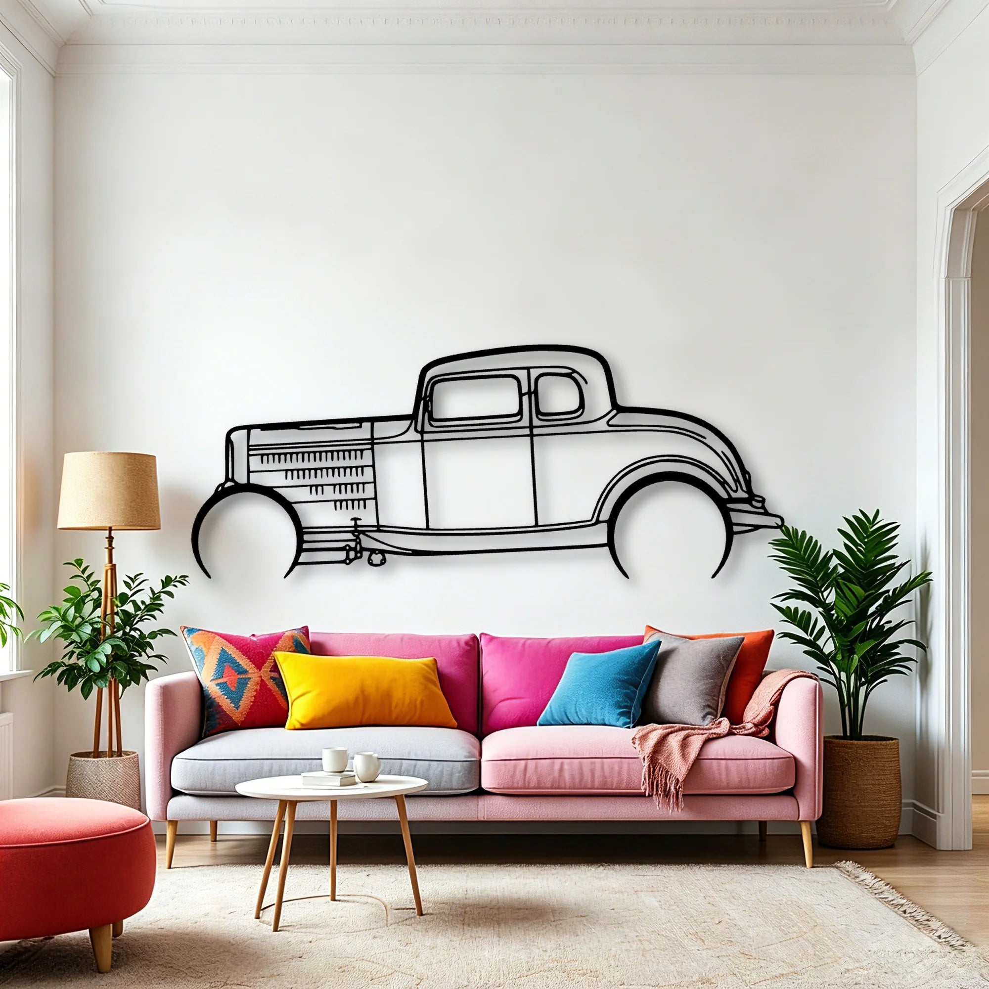 Highboy Coupe 1932 Classic Silhouette Metal Wall Art - Automotive Garage Decor