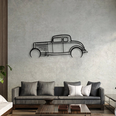 Highboy Coupe 1932 Classic Silhouette Metal Wall Art - Automotive Garage Decor