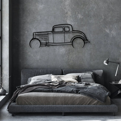 Highboy Coupe 1932 Classic Silhouette Metal Wall Art - Automotive Garage Decor