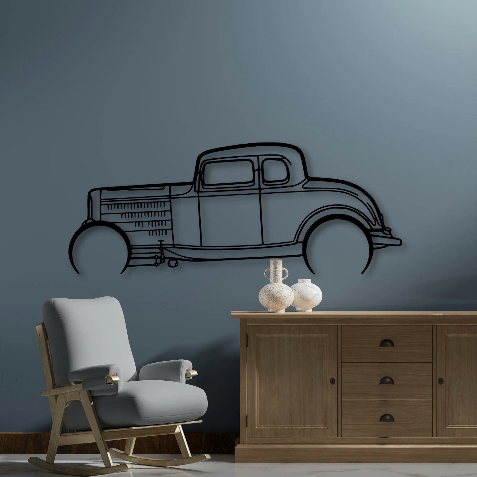 Highboy Coupe 1932 Classic Silhouette Metal Wall Art - Automotive Garage Decor