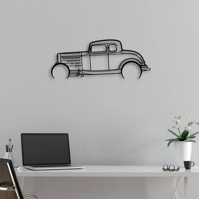 Highboy Coupe 1932 Classic Silhouette Metal Wall Art - Automotive Garage Decor