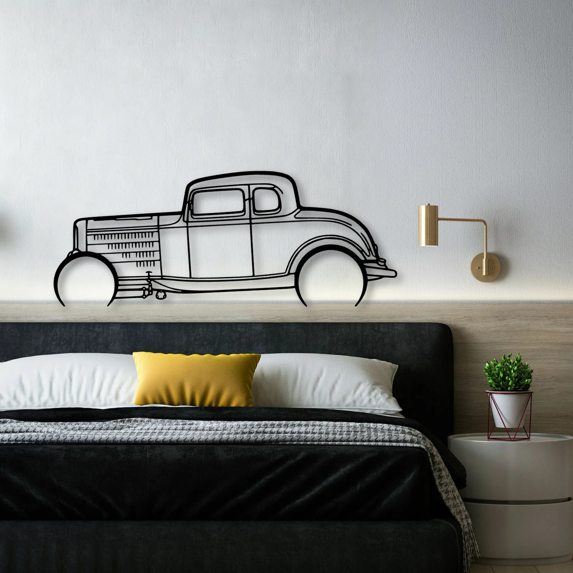 Highboy Coupe 1932 Classic Silhouette Metal Wall Art - Automotive Garage Decor