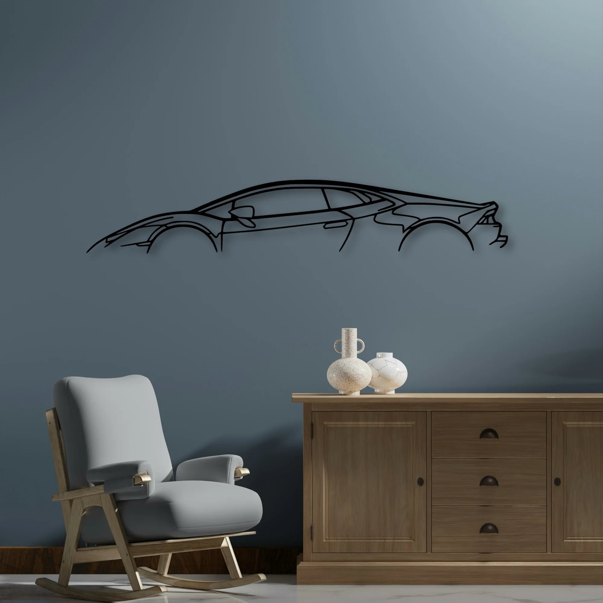 Huracan EVO 2021 Classic Silhouette Metal Wall Art - Automotive Garage Decor