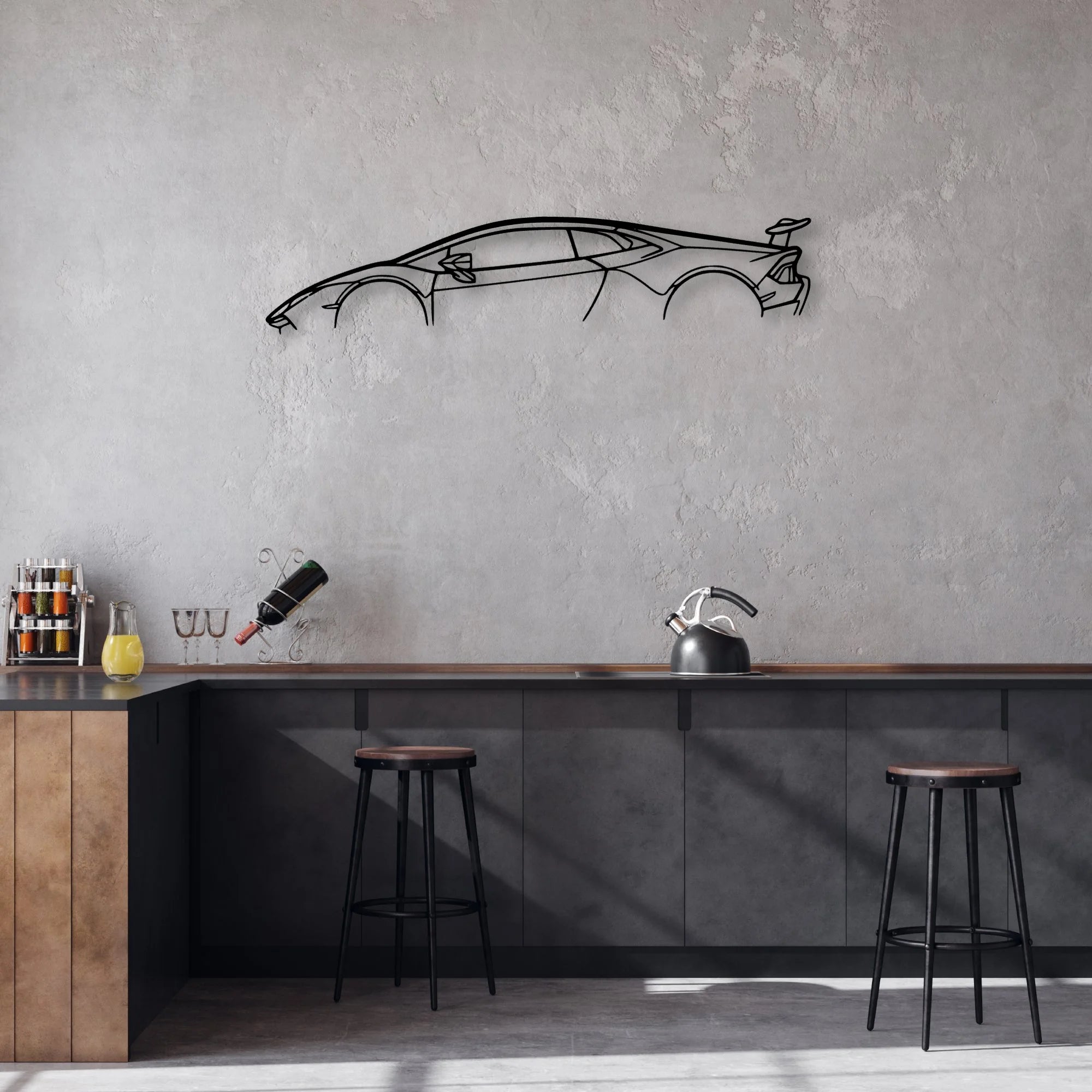 Huracan Performante 2018 Classic Silhouette Metal Wall Art - Automotive Garage Decor