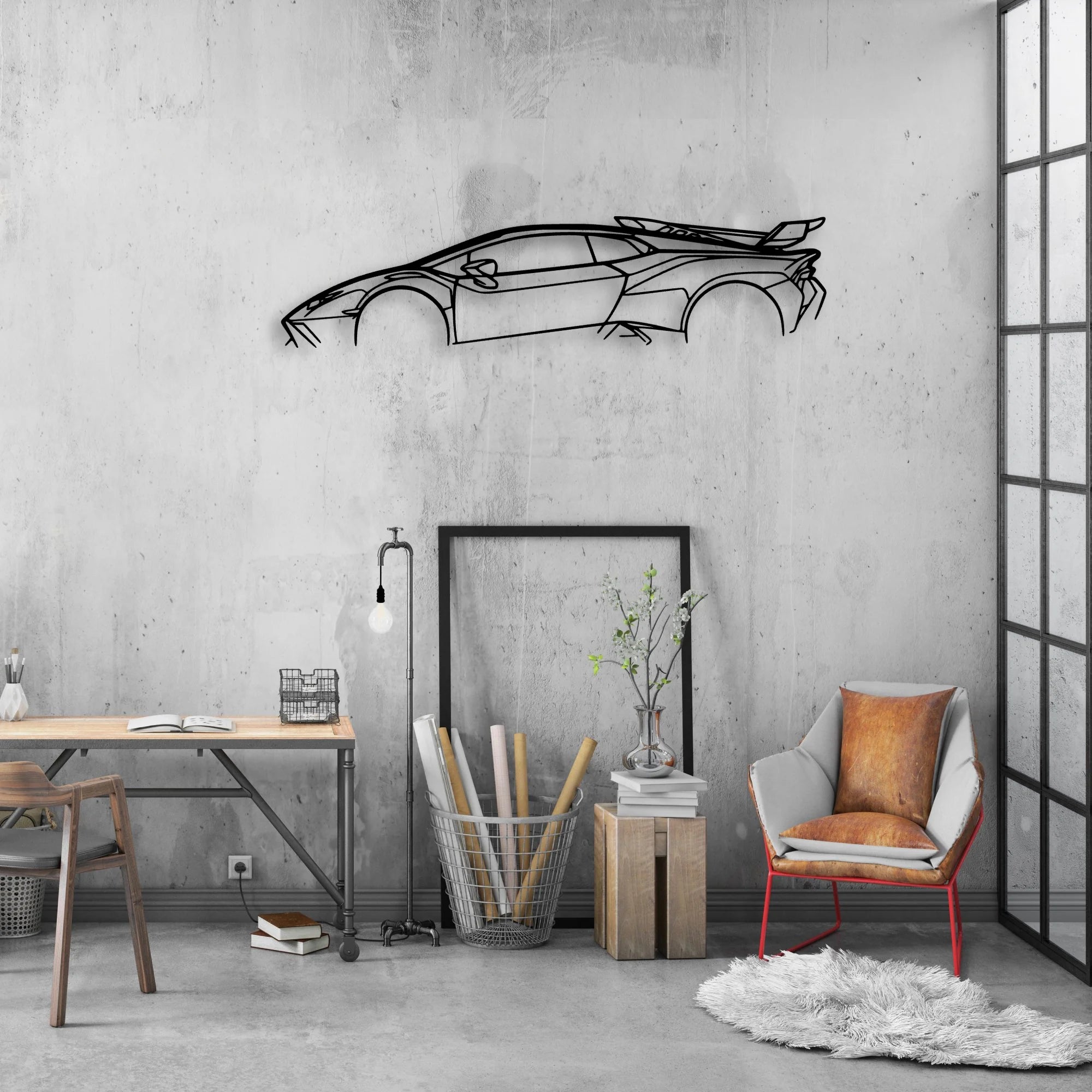 Huracan STO Classic Silhouette Metal Wall Art - Automotive Garage Decor
