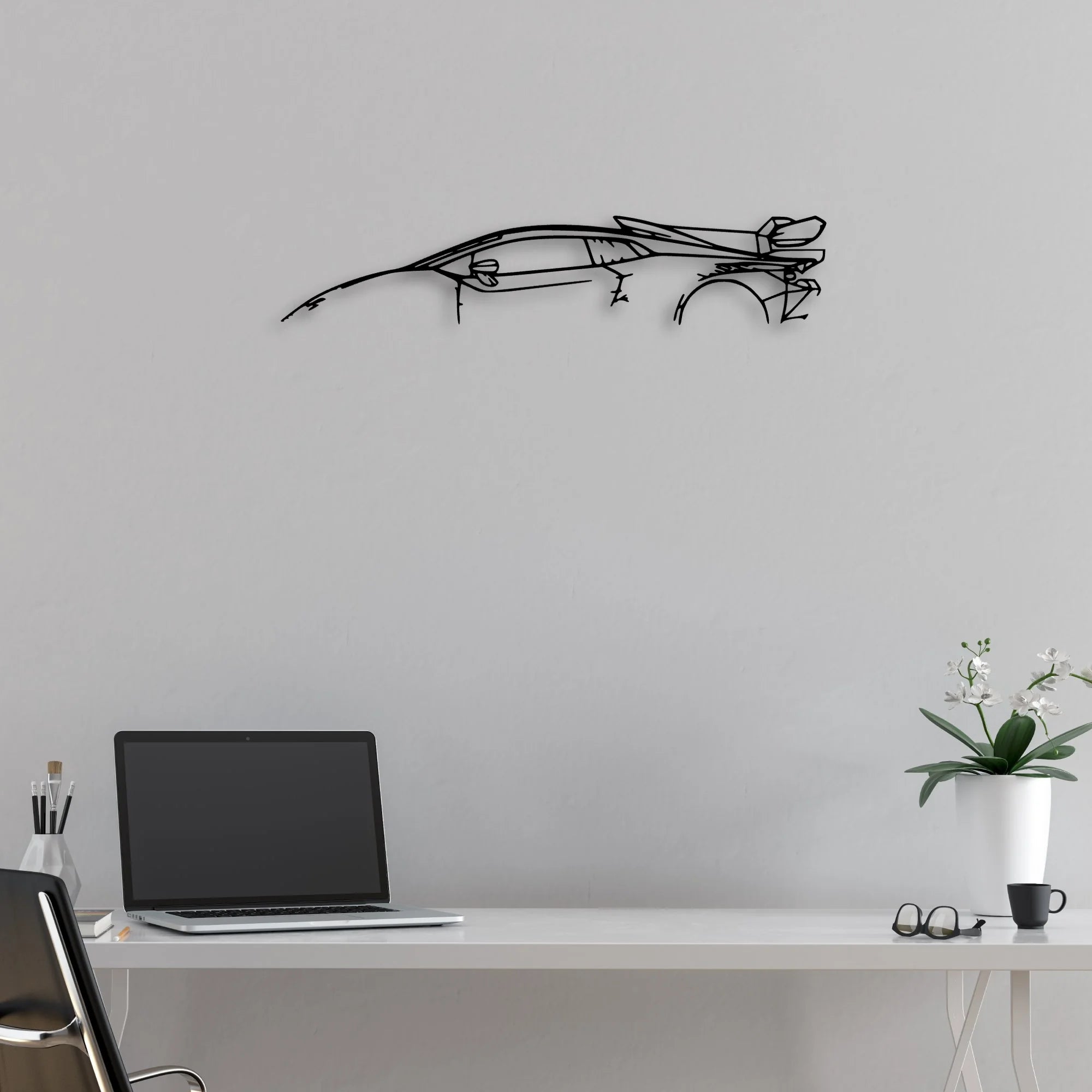 Huracan Super Trofeo Classic Silhouette Metal Wall Art - Automotive Garage Decor