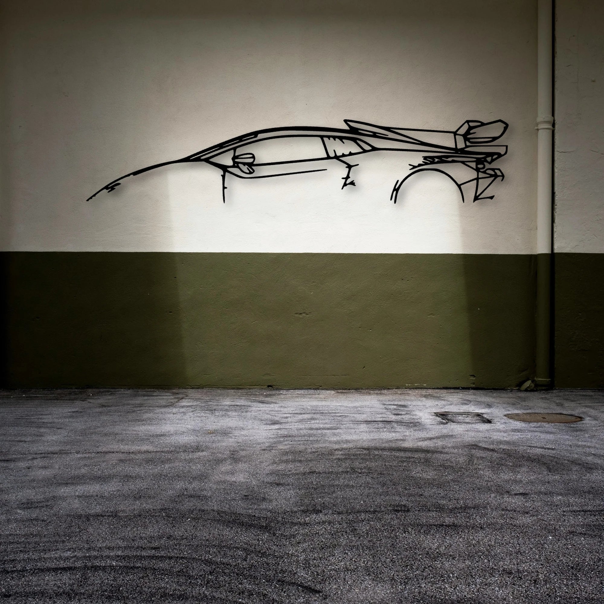 Huracan Super Trofeo Classic Silhouette Metal Wall Art - Automotive Garage Decor