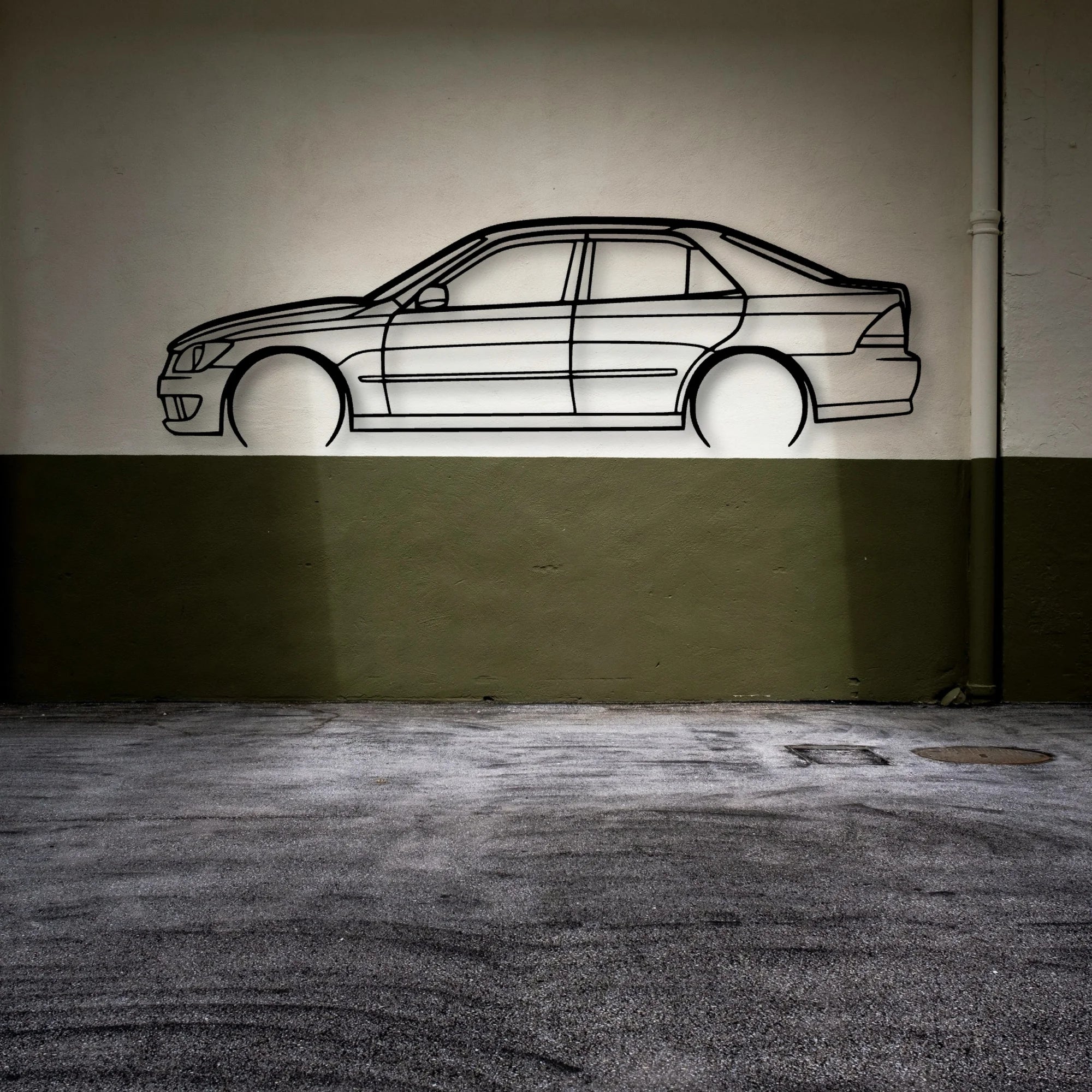 IS200 1999 2 Classic Silhouette Metal Wall Art - Automotive Garage Decor