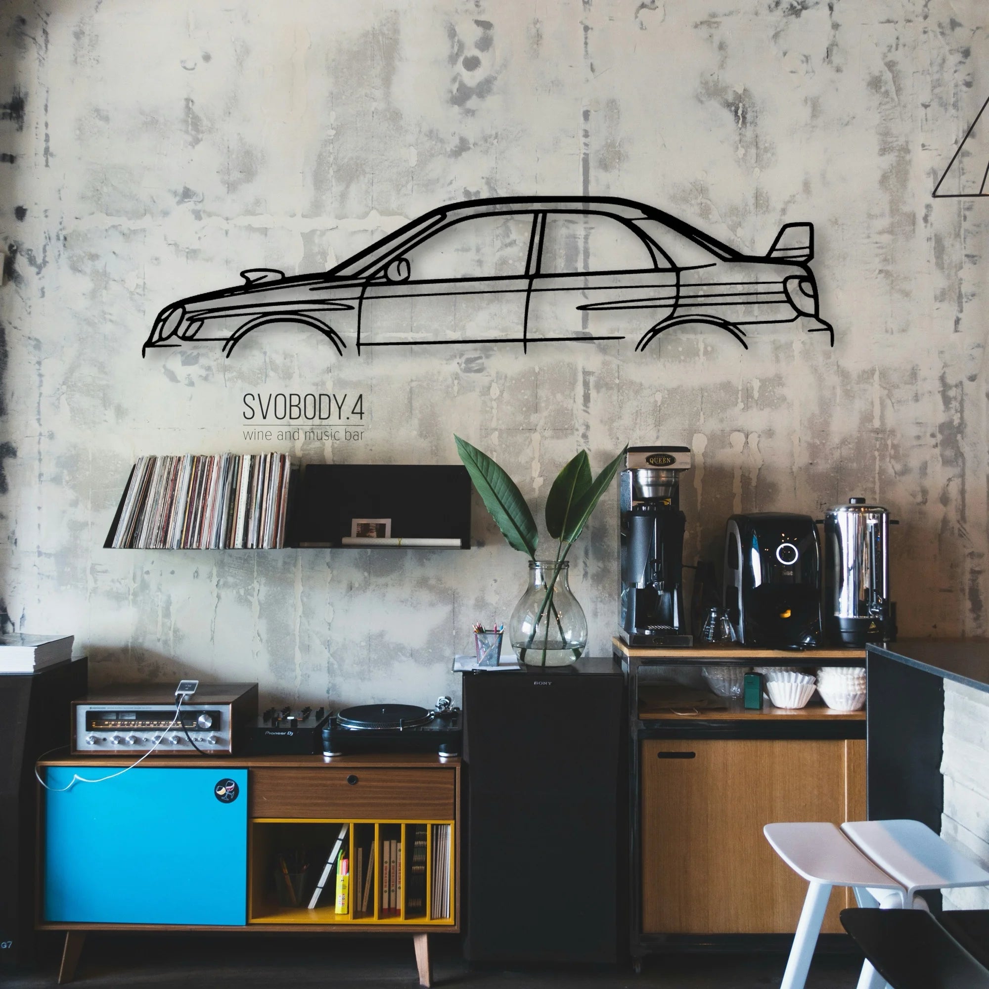 Impreza WRX STI 2002 Classic Silhouette Metal Wall Art - Automotive Garage Decor
