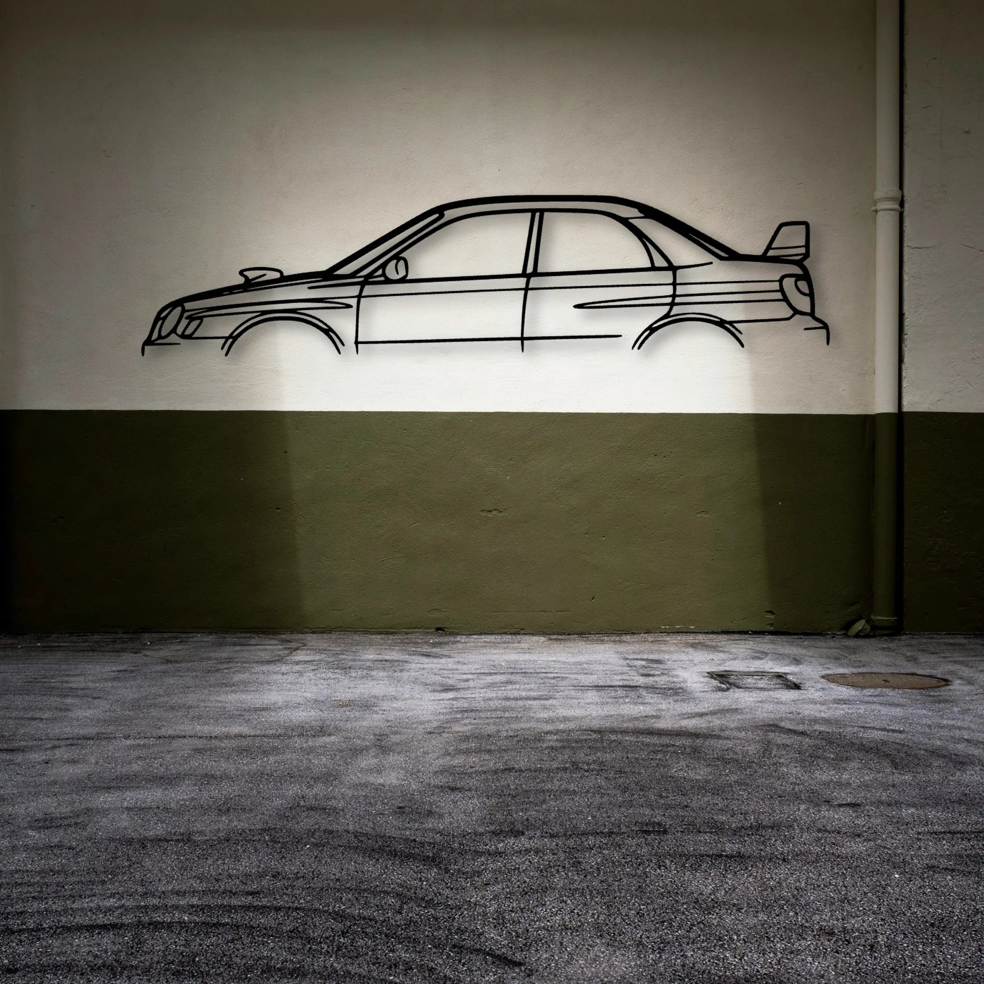 Impreza WRX STI 2002 Classic Silhouette Metal Wall Art - Automotive Garage Decor