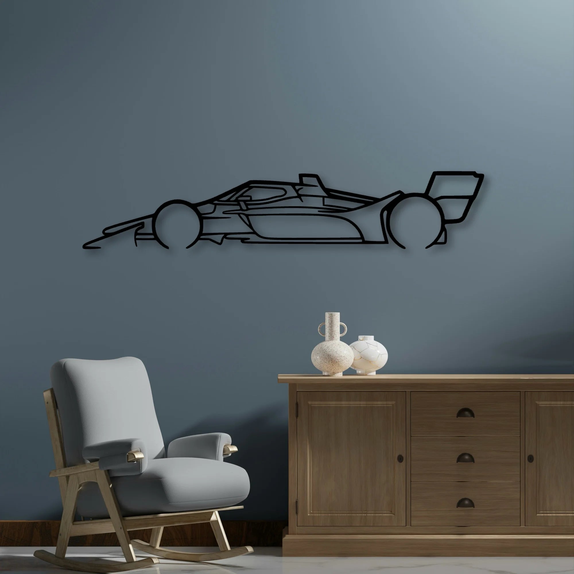 Indy Car 2022 Classic Silhouette Metal Wall Art - Automotive Garage Decor
