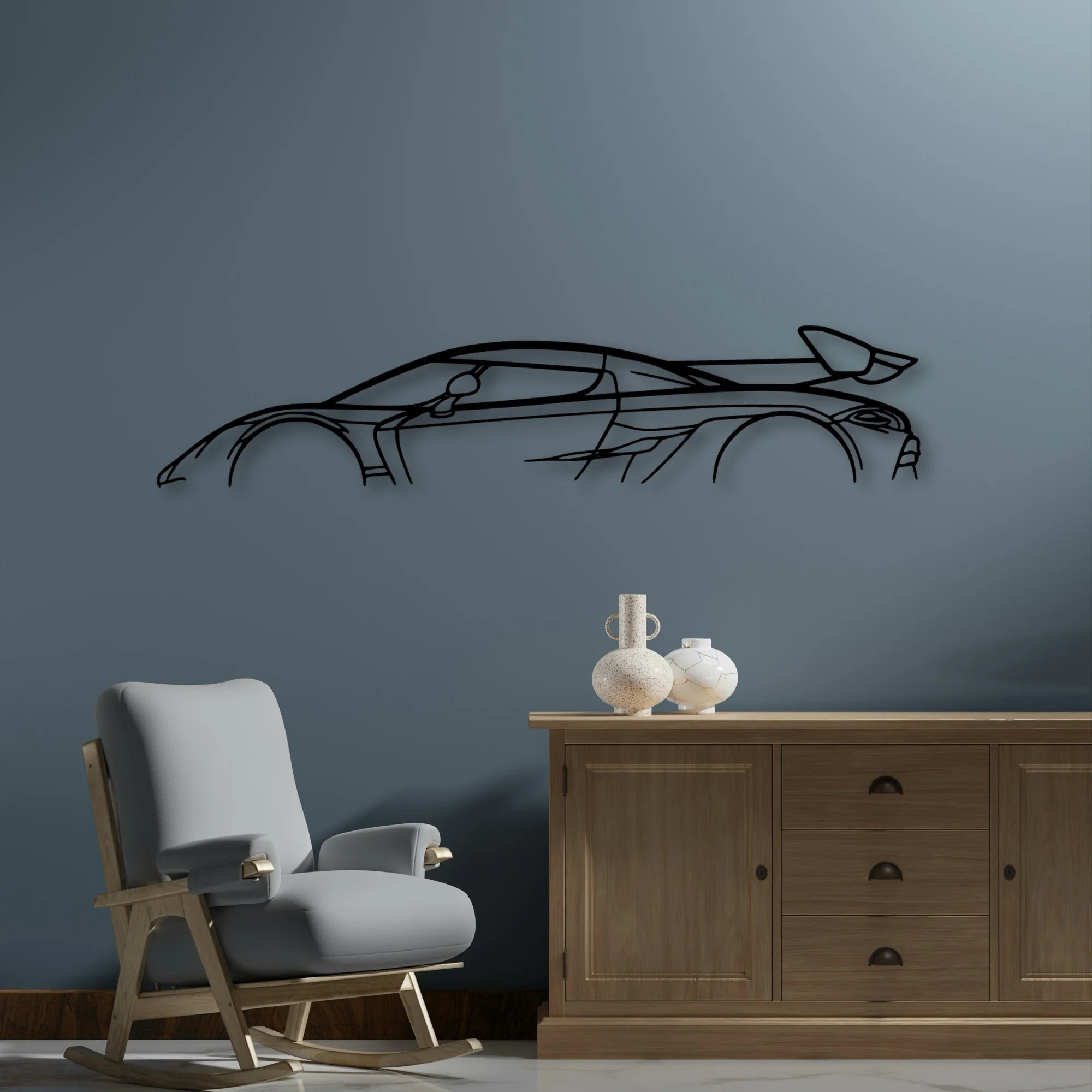 Jesko Classic Silhouette Metal Wall Art - Automotive Garage Decor