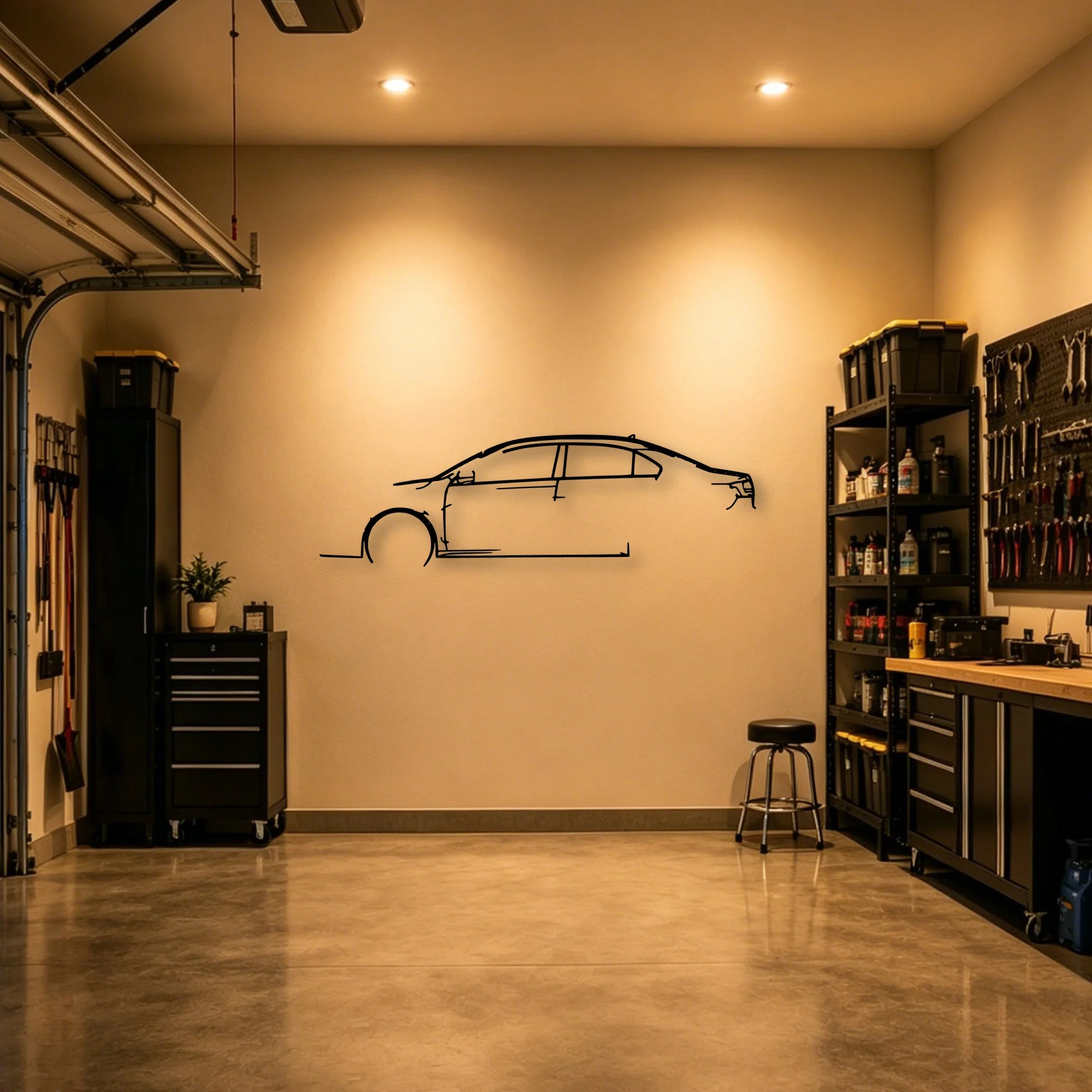 Jetta 2017 Classic Silhouette Metal Wall Art - Automotive Garage Decor