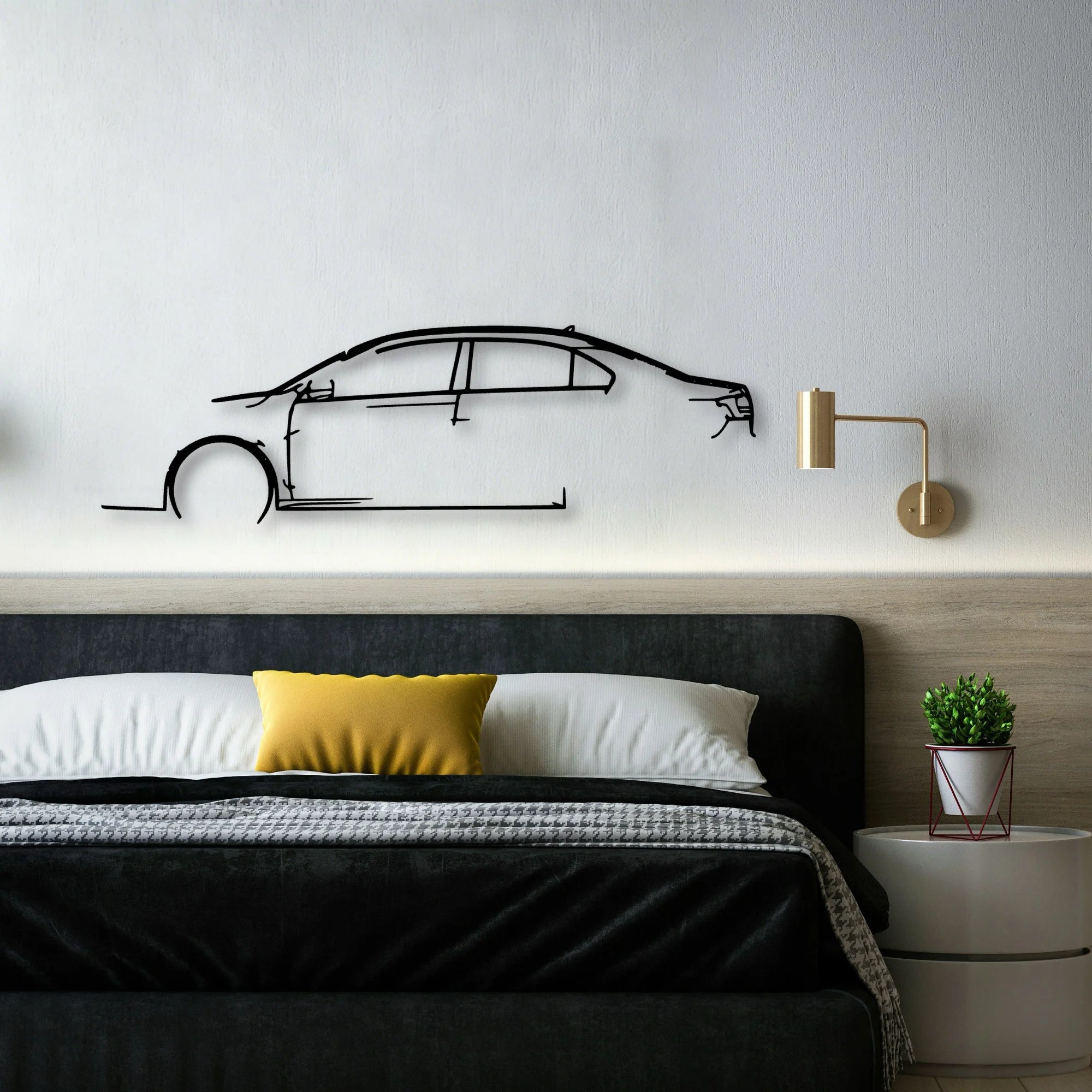 Jetta 2017 Classic Silhouette Metal Wall Art - Automotive Garage Decor