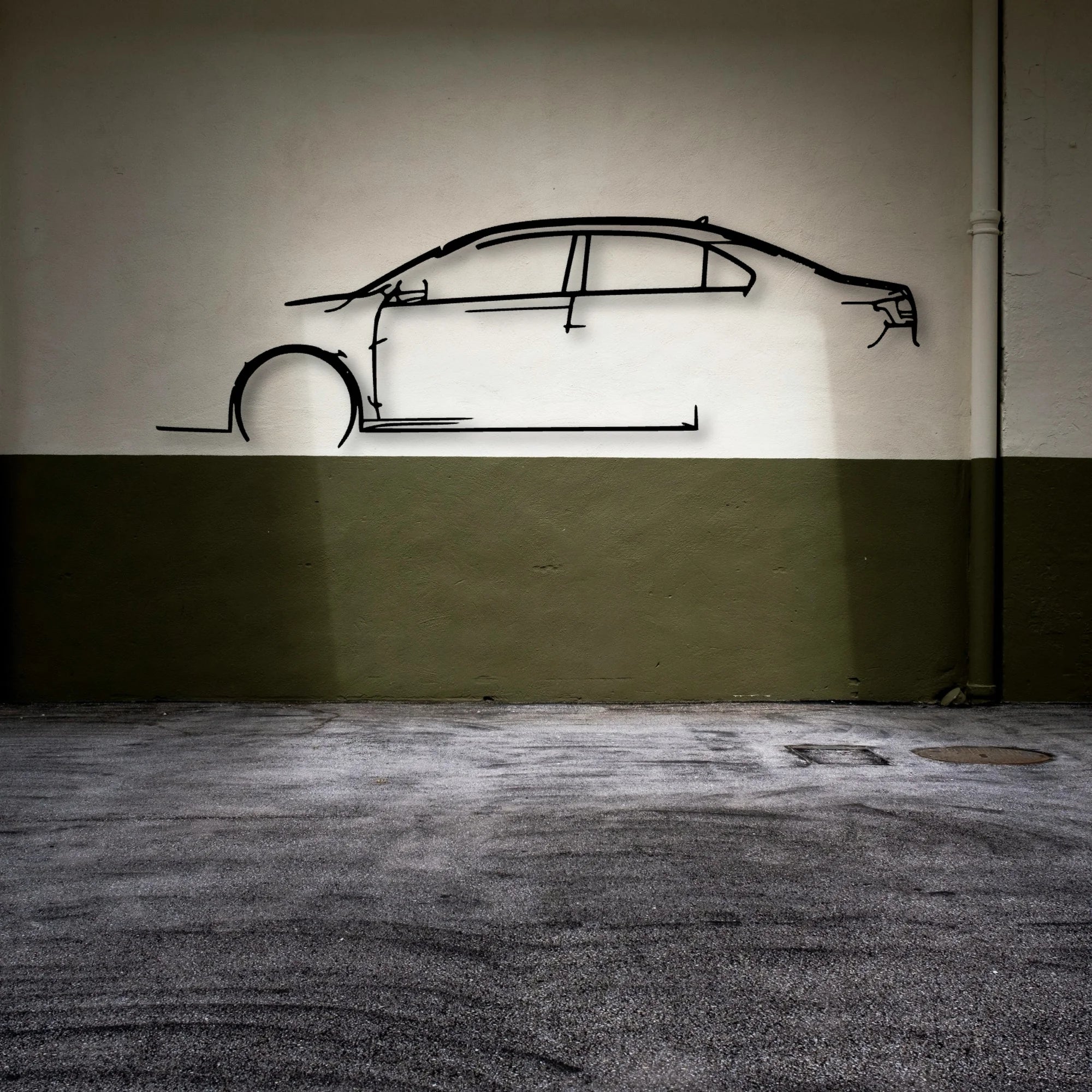 Jetta 2017 Classic Silhouette Metal Wall Art - Automotive Garage Decor