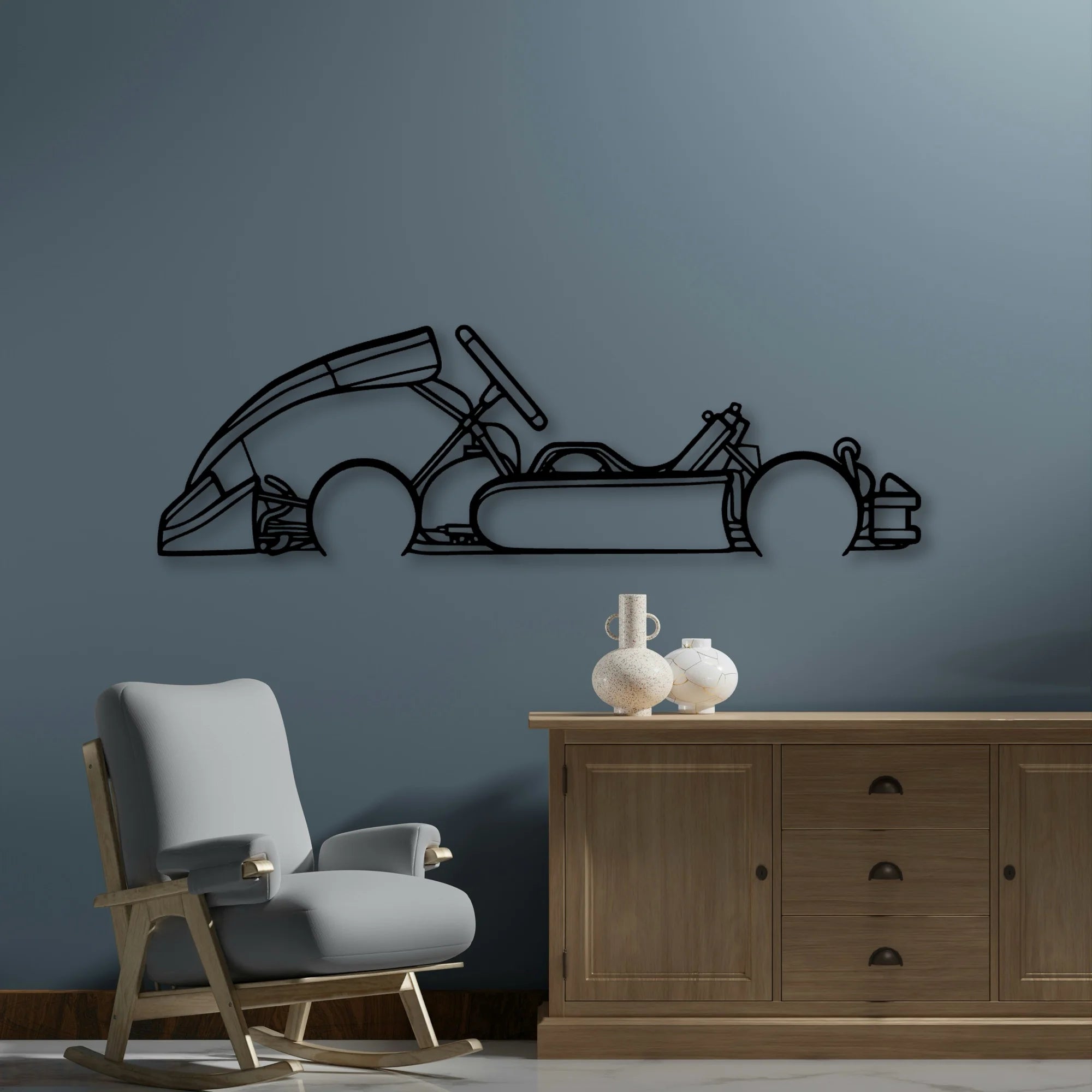 Junior Kart Classic Silhouette Metal Wall Art - Automotive Garage Decor