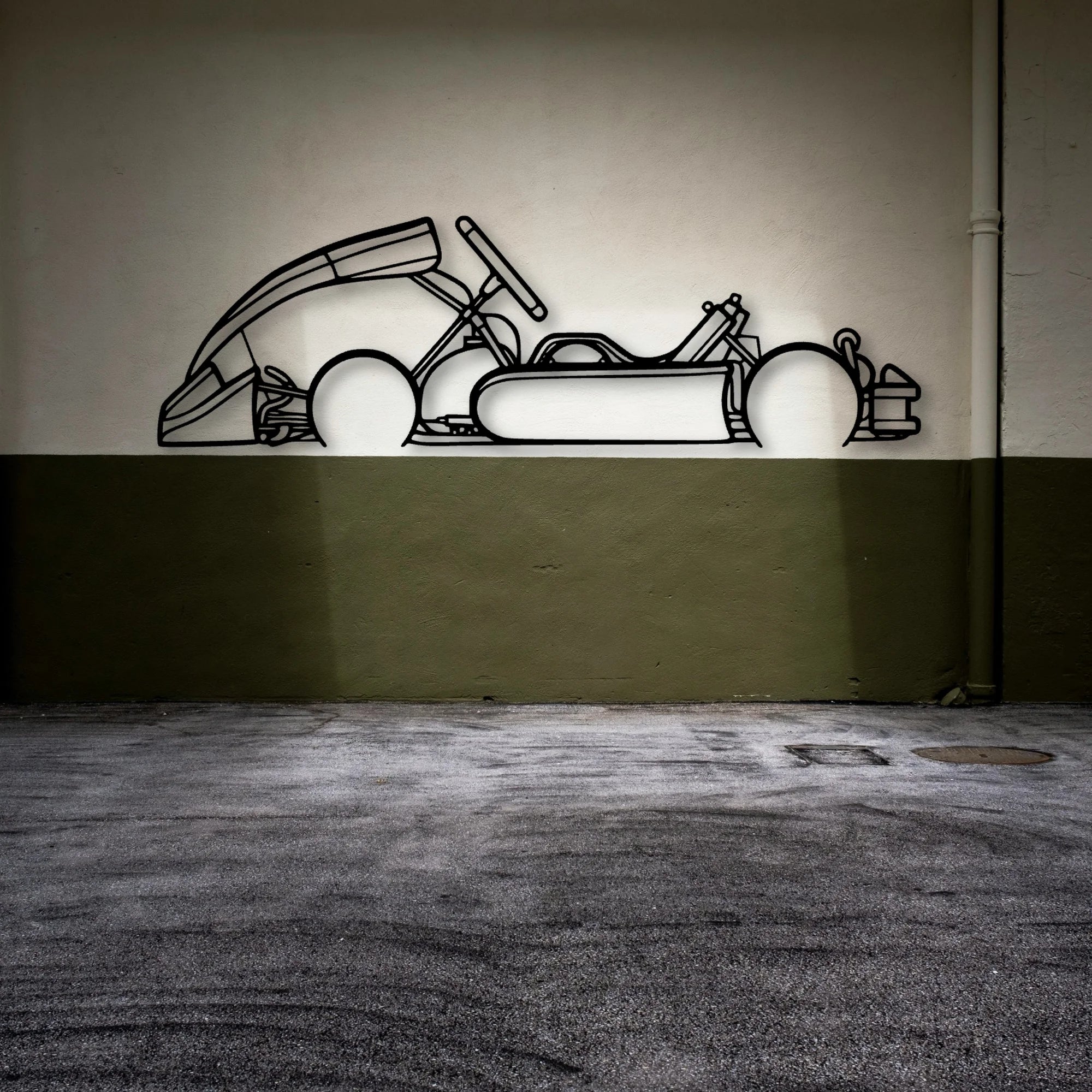 Junior Kart Classic Silhouette Metal Wall Art - Automotive Garage Decor