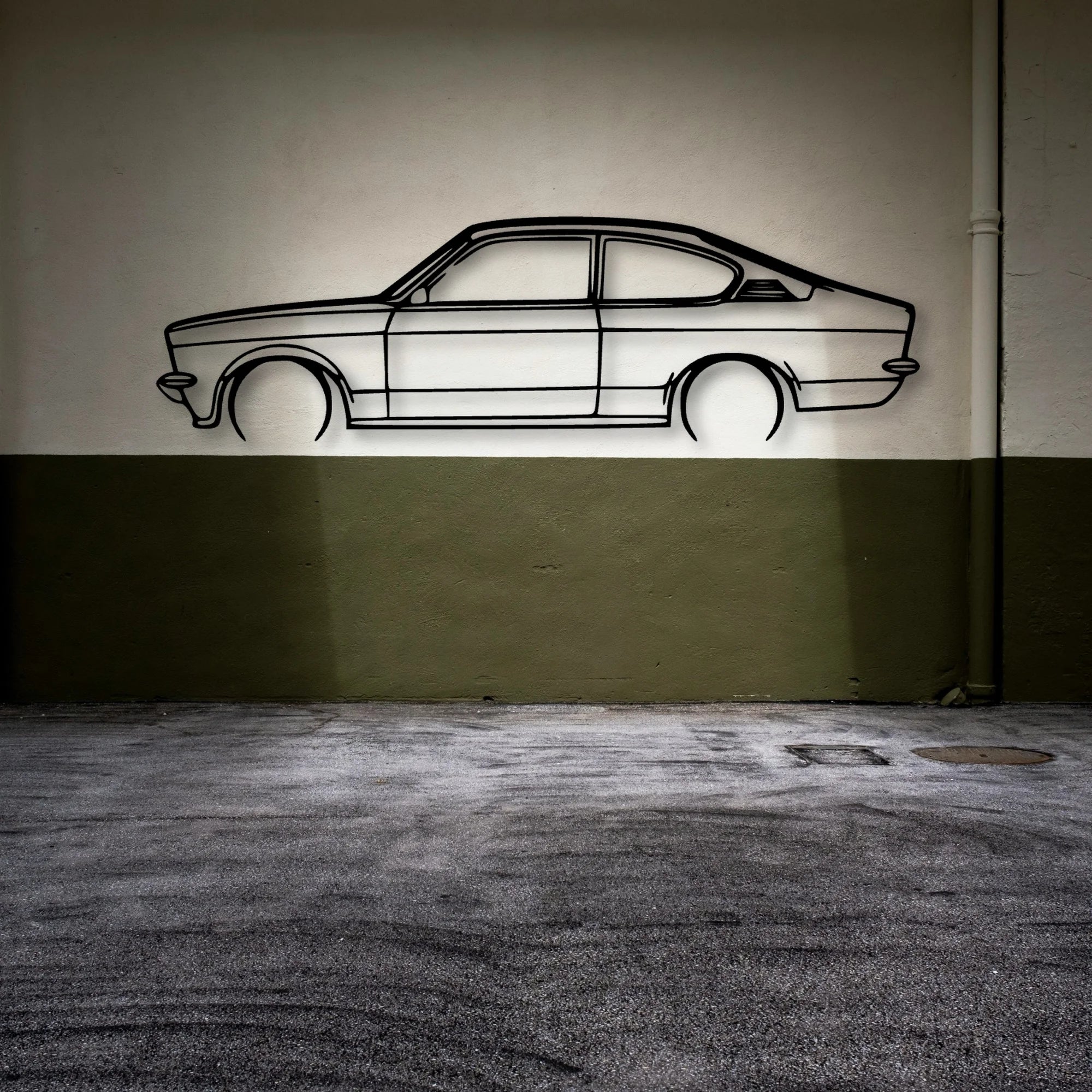Kadett C 1973 Classic Silhouette Metal Wall Art - Automotive Garage Decor