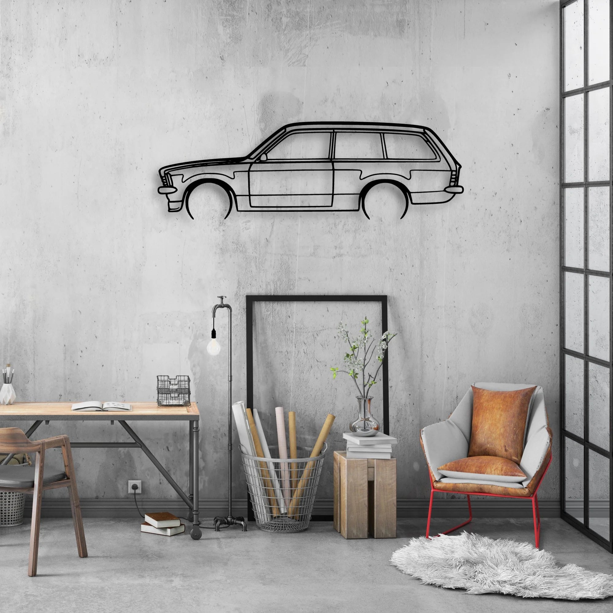 Kadett C 1978 Classic Silhouette Metal Wall Art - Automotive Garage Decor