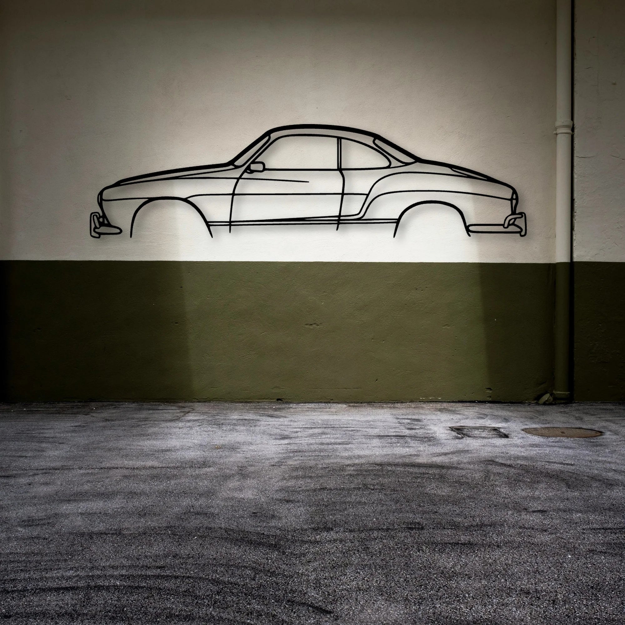 Karmann Ghia Coupe 1968 Classic Silhouette Metal Wall Art - Automotive Garage Decor