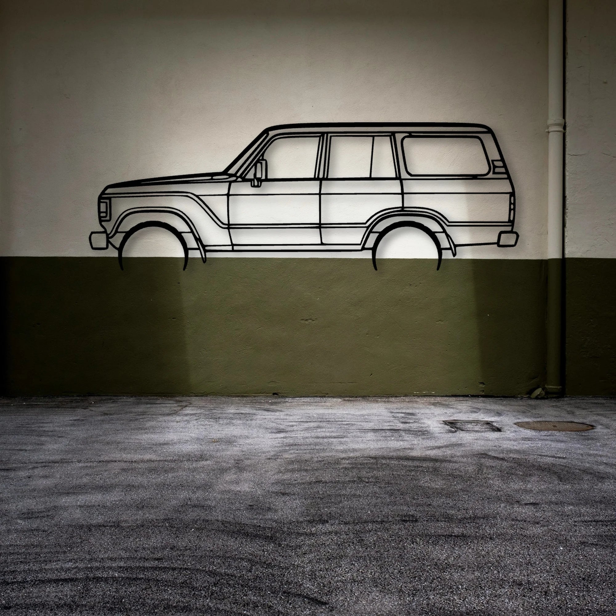 LC HJ60 1984 Classic Silhouette Metal Wall Art - Automotive Garage Decor