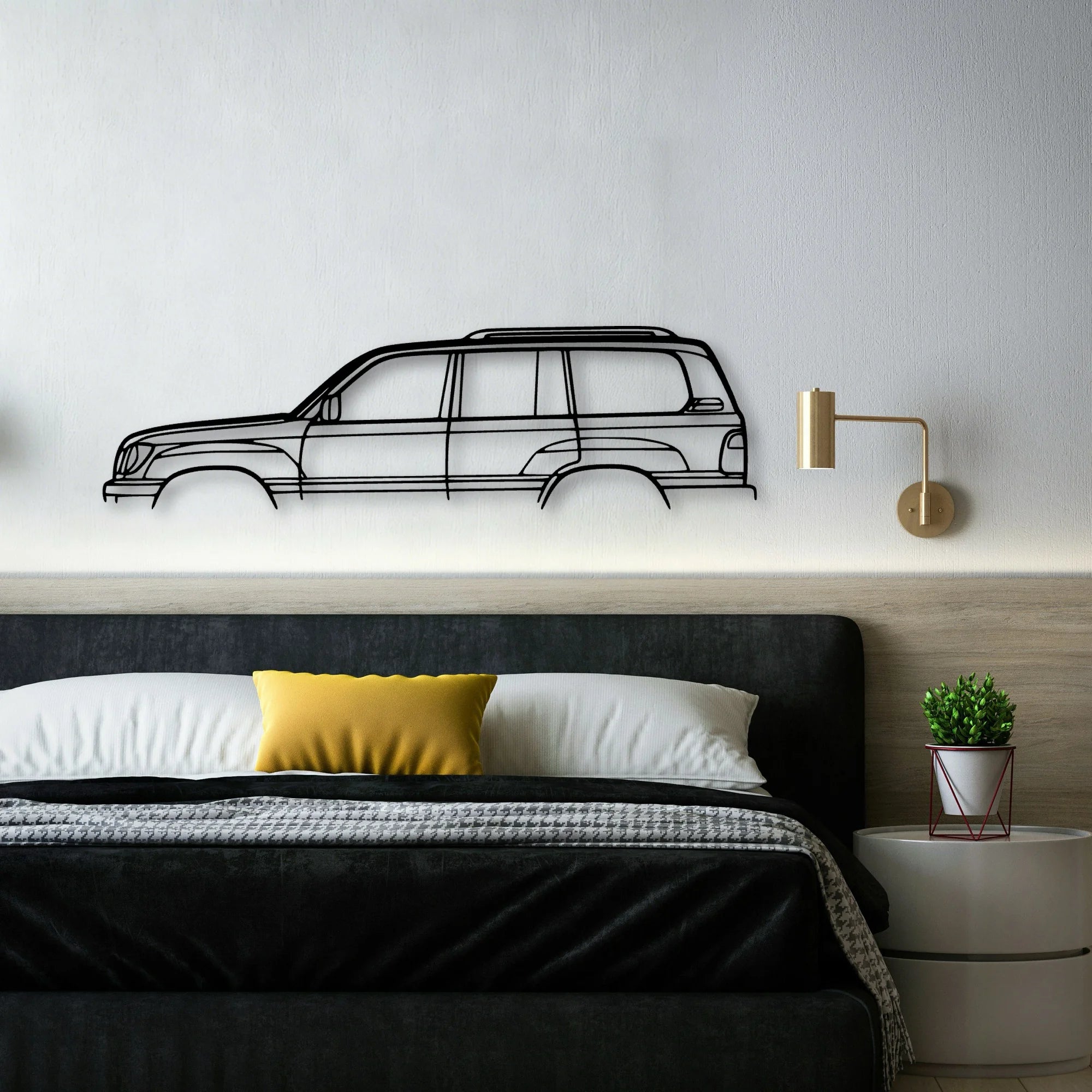 LX470 1999 Classic Silhouette Metal Wall Art - Automotive Garage Decor