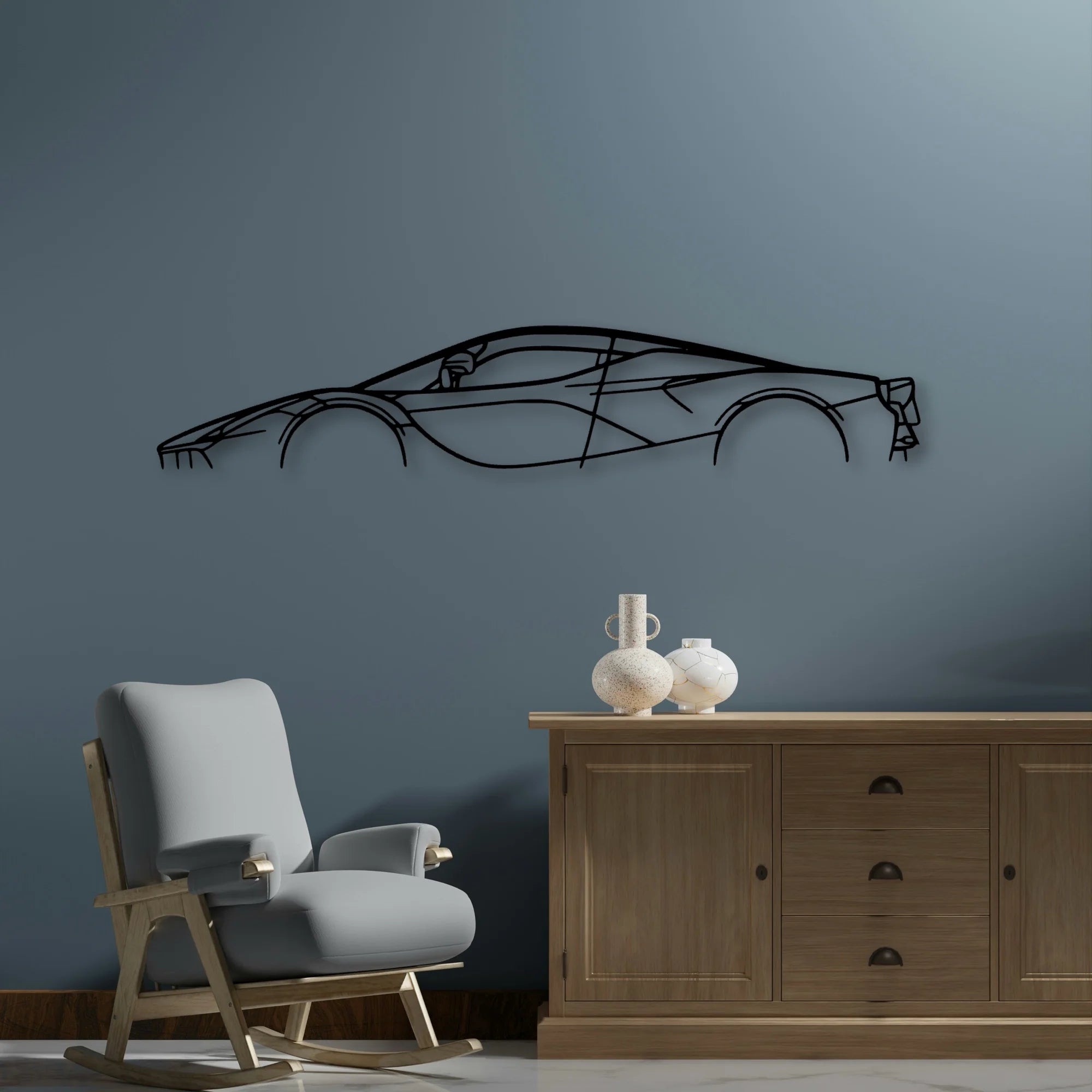 La 3 Classic Silhouette Metal Wall Art - Automotive Garage Decor