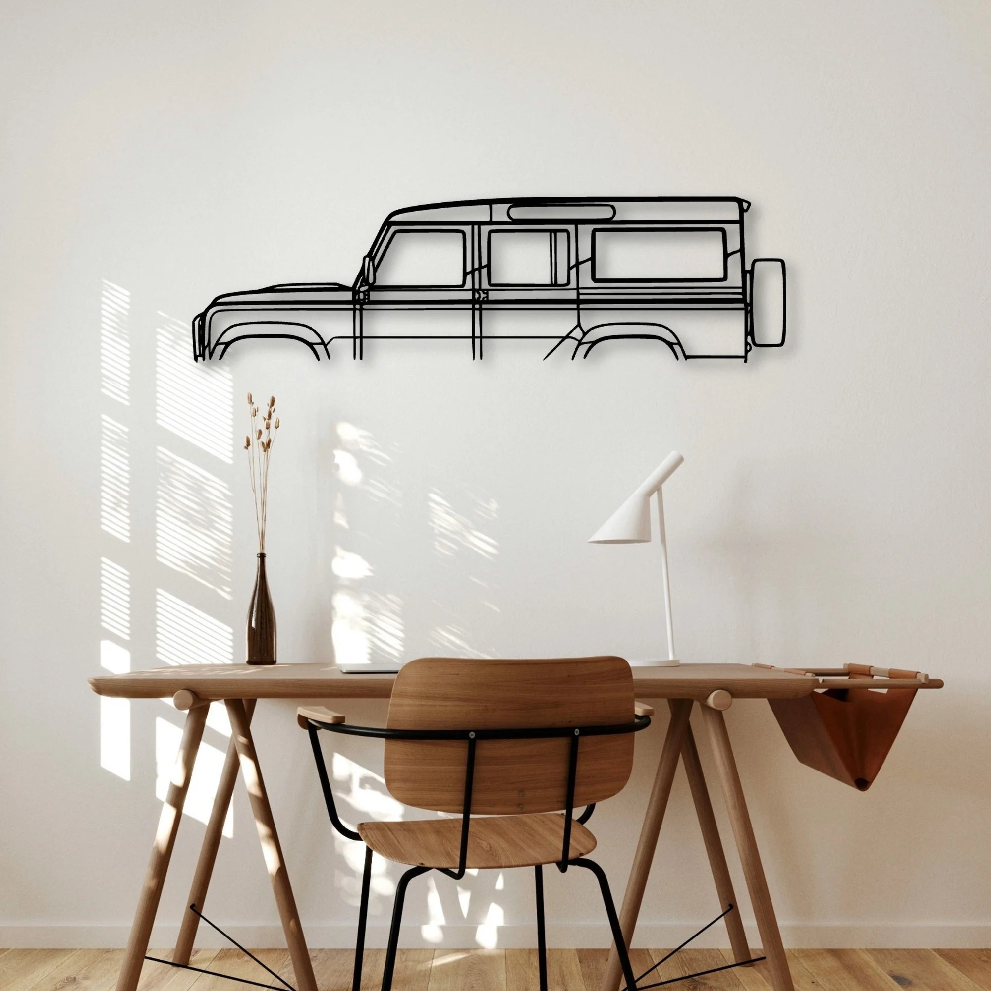 Land Defender 110 Classic Silhouette Metal Wall Art - Automotive Garage Decor