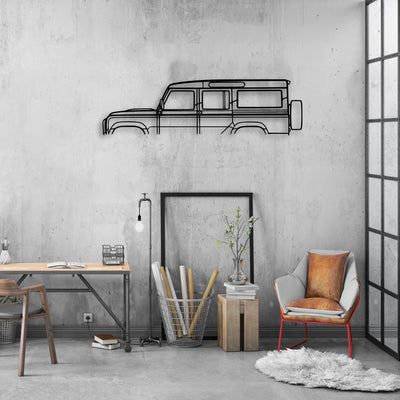 Land Defender 110 Classic Silhouette Metal Wall Art - Automotive Garage Decor