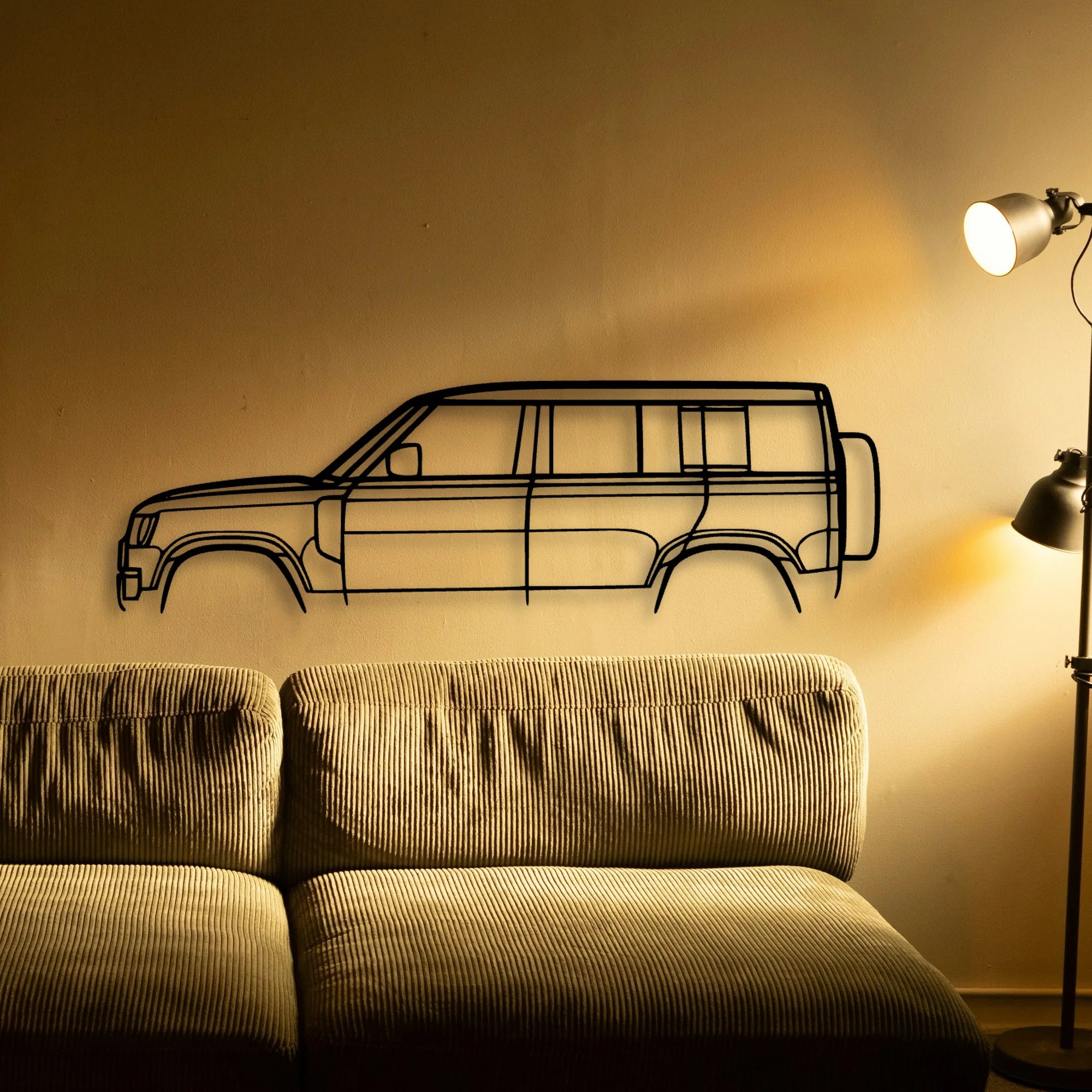 Land Defender D110 Classic Silhouette Metal Wall Art - Automotive Garage Decor