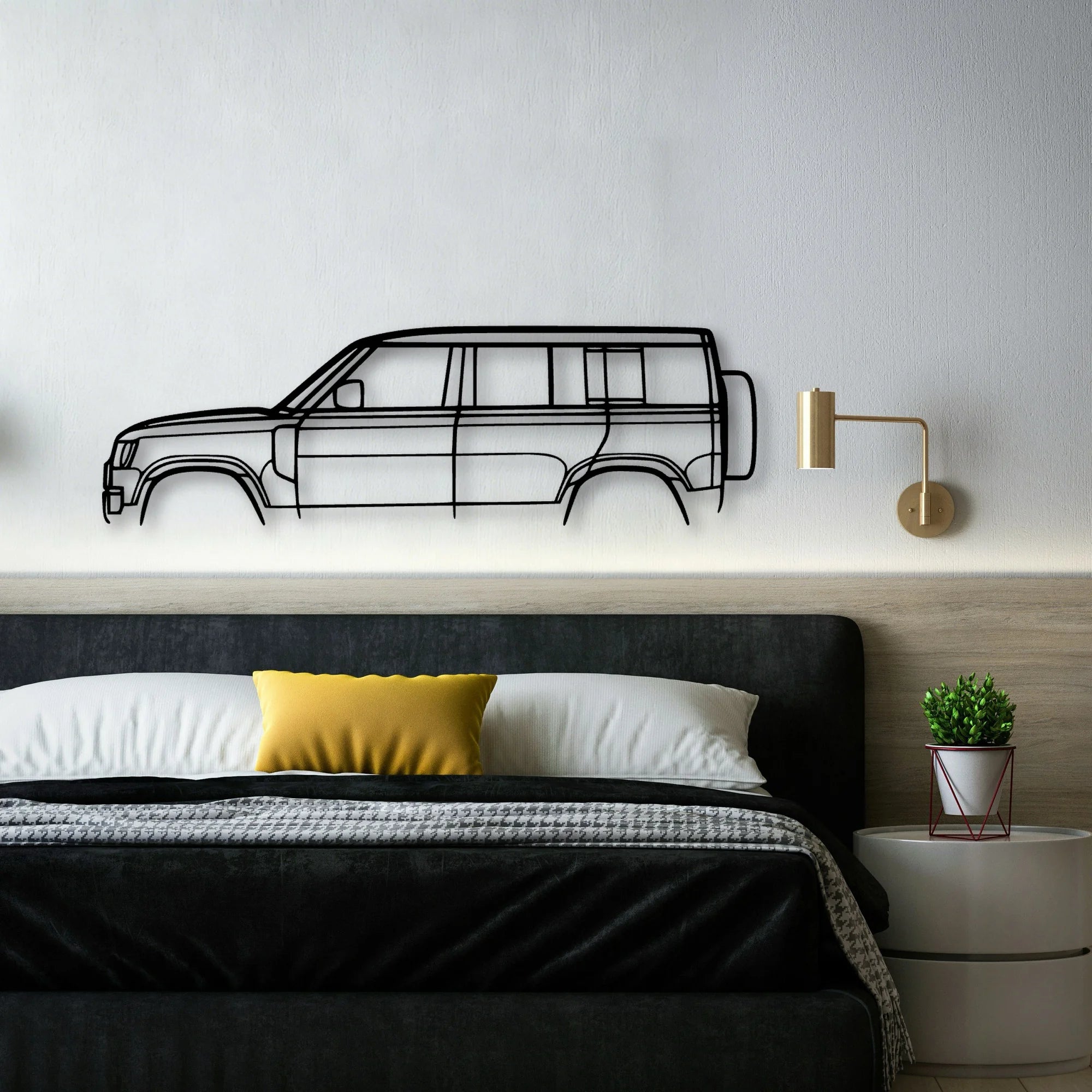 Land Defender D110 Classic Silhouette Metal Wall Art - Automotive Garage Decor