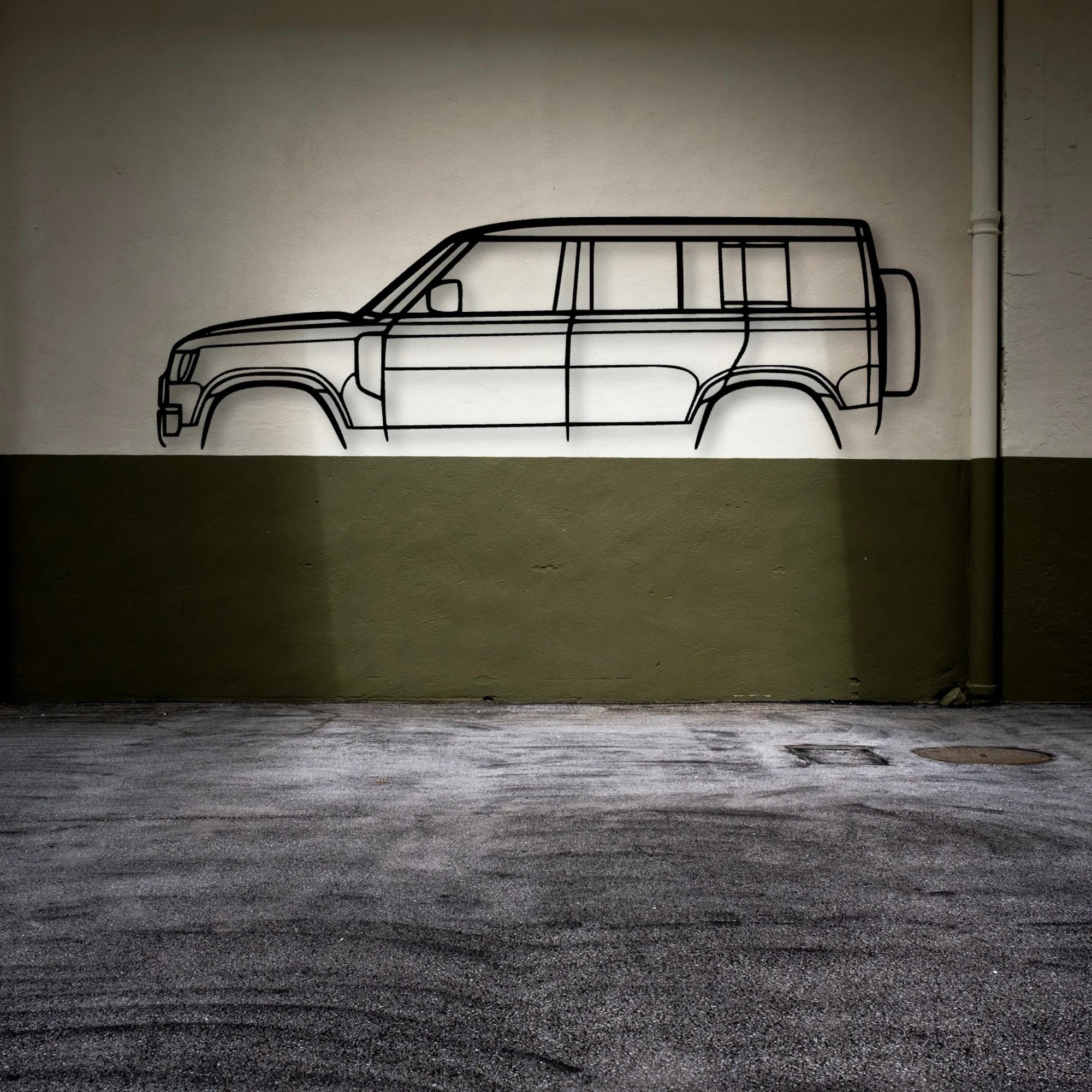 Land Defender D110 Classic Silhouette Metal Wall Art - Automotive Garage Decor