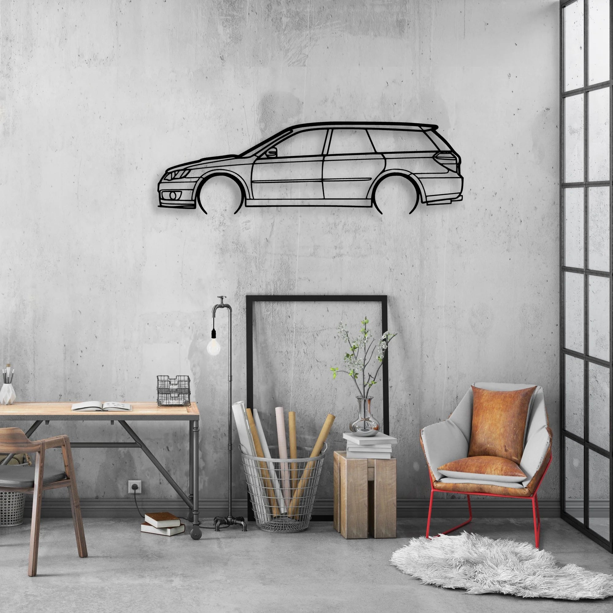 Legacy GT 2007 Classic Silhouette Metal Wall Art - Automotive Garage Decor