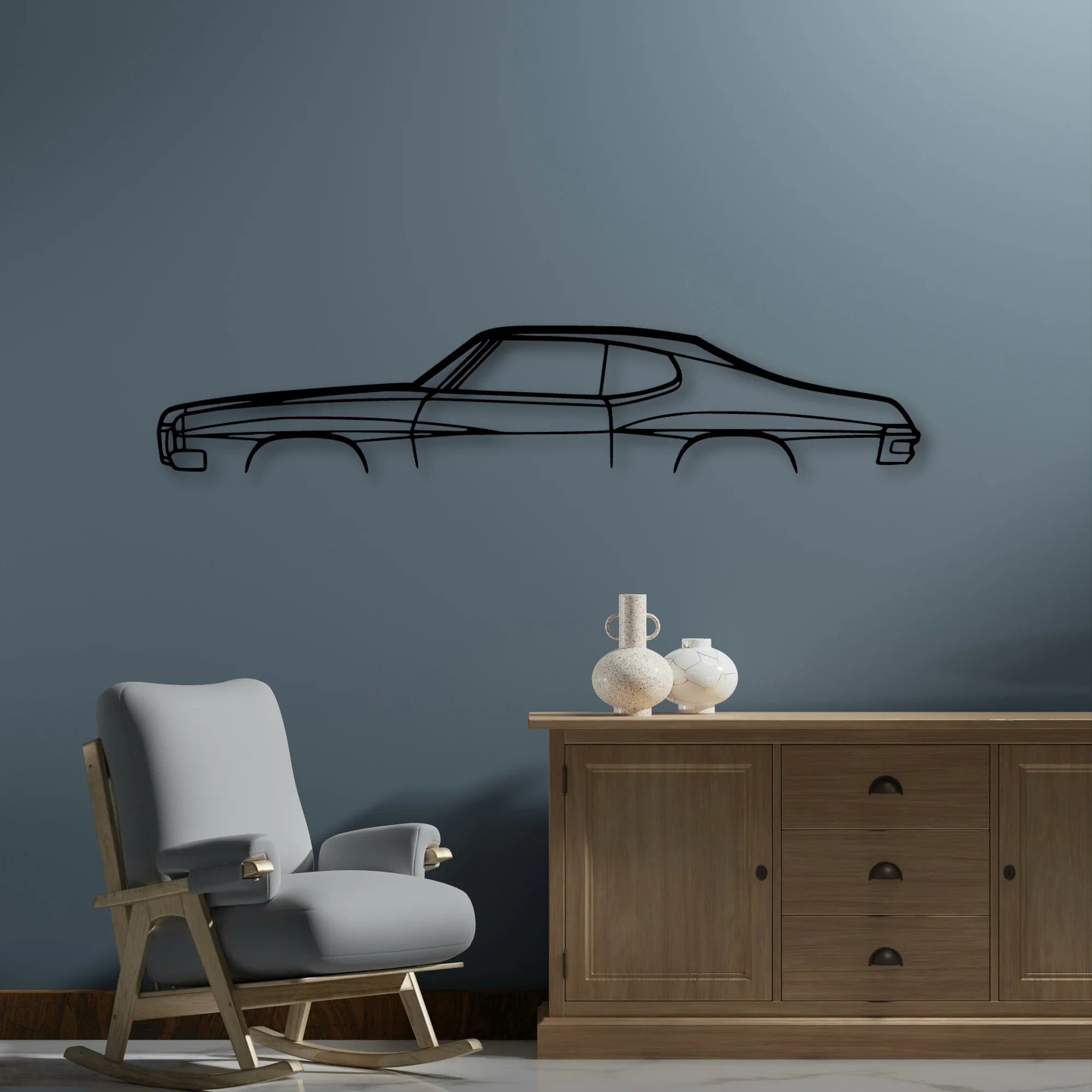 Lemans 1970 Classic Silhouette Metal Wall Art - Automotive Garage Decor
