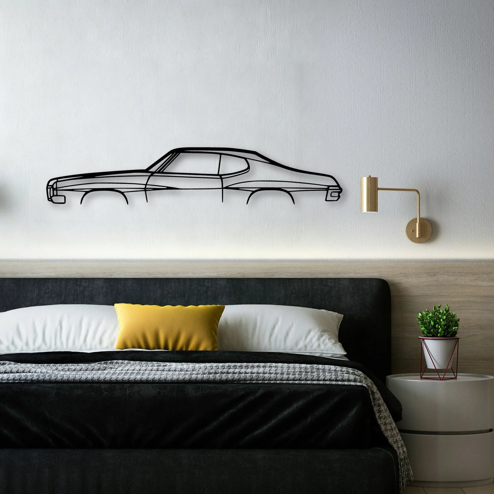 Lemans 1970 Classic Silhouette Metal Wall Art - Automotive Garage Decor