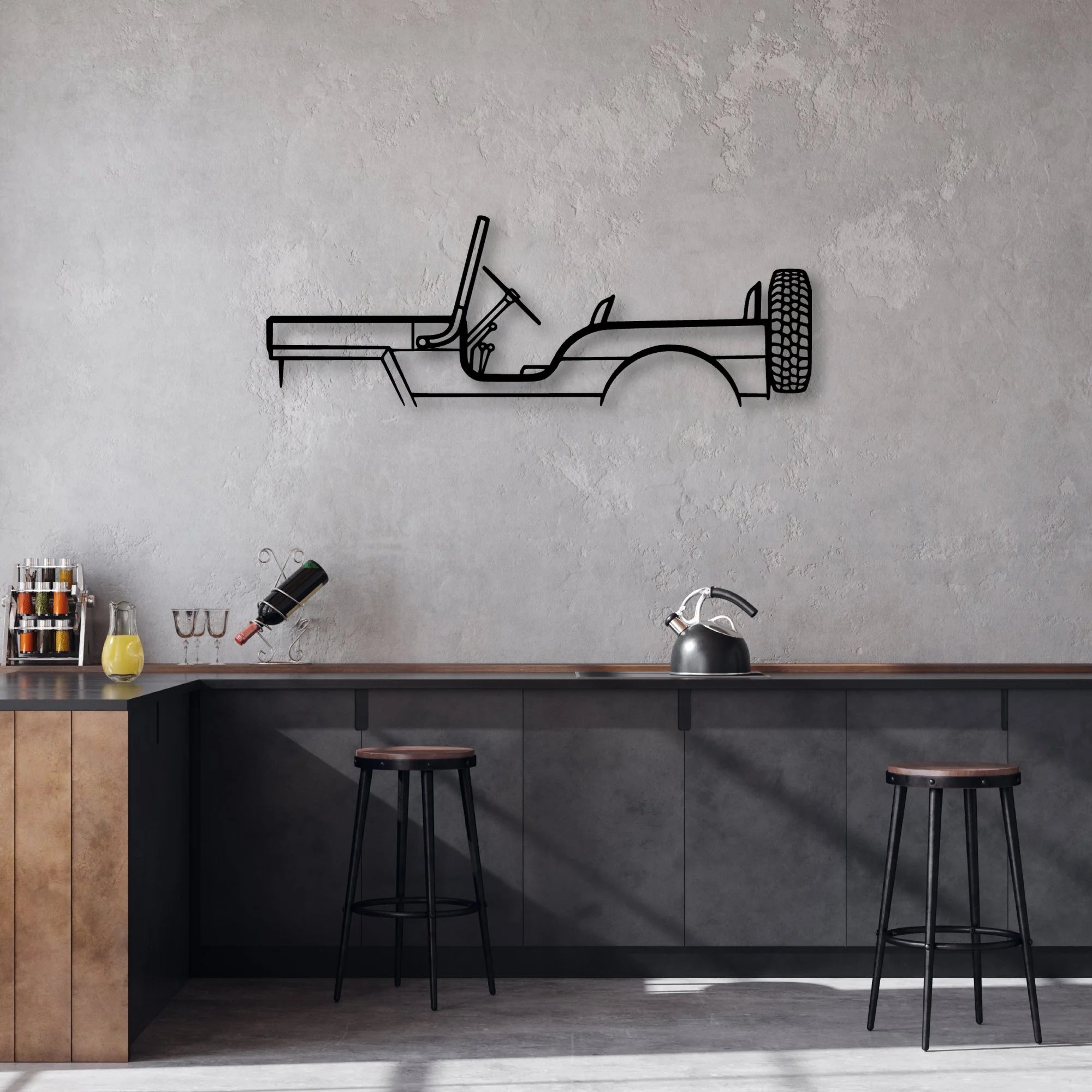 M38 1957 Classic Silhouette Metal Wall Art - Automotive Garage Decor
