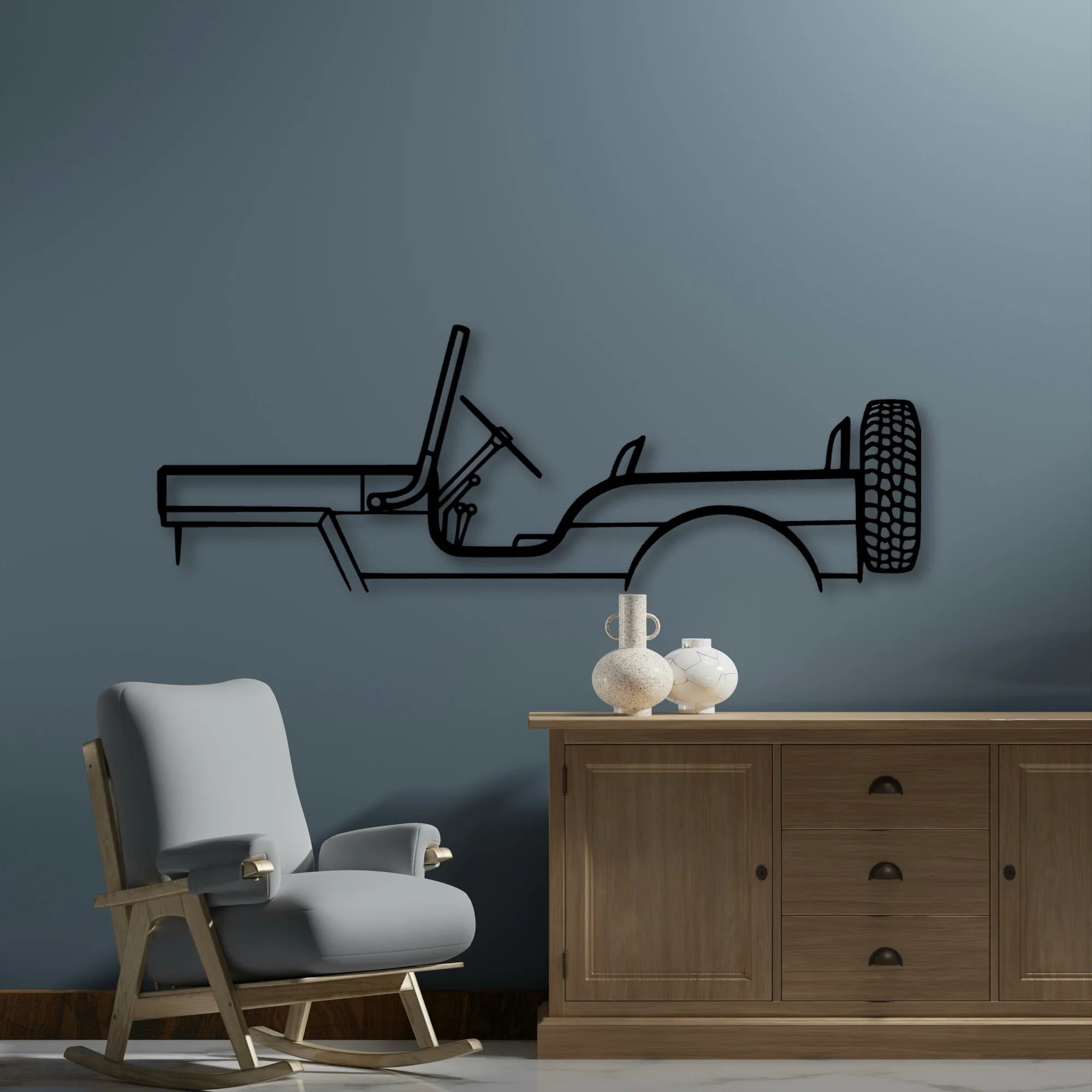 M38 1957 Classic Silhouette Metal Wall Art - Automotive Garage Decor