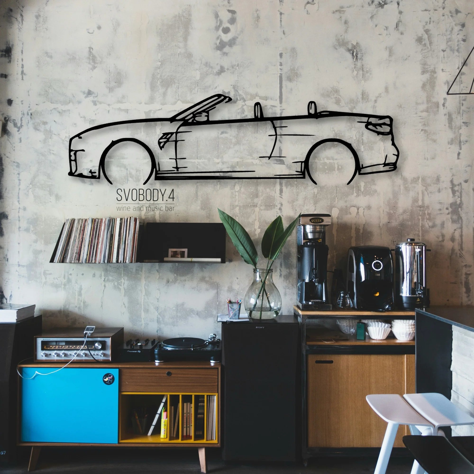 M4 2023 Convertible Classic Silhouette Metal Wall Art - Automotive Garage Decor