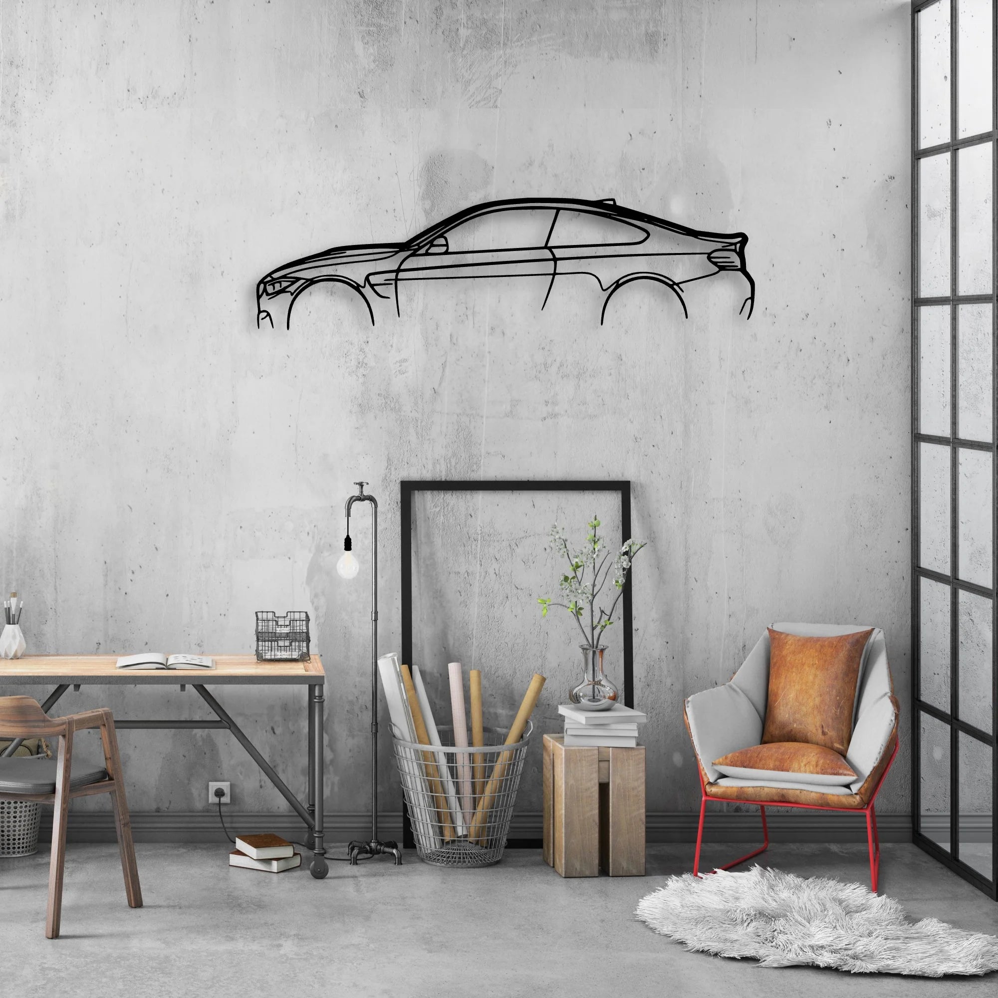 M4 F82 Classic Silhouette Metal Wall Art - Automotive Garage Decor