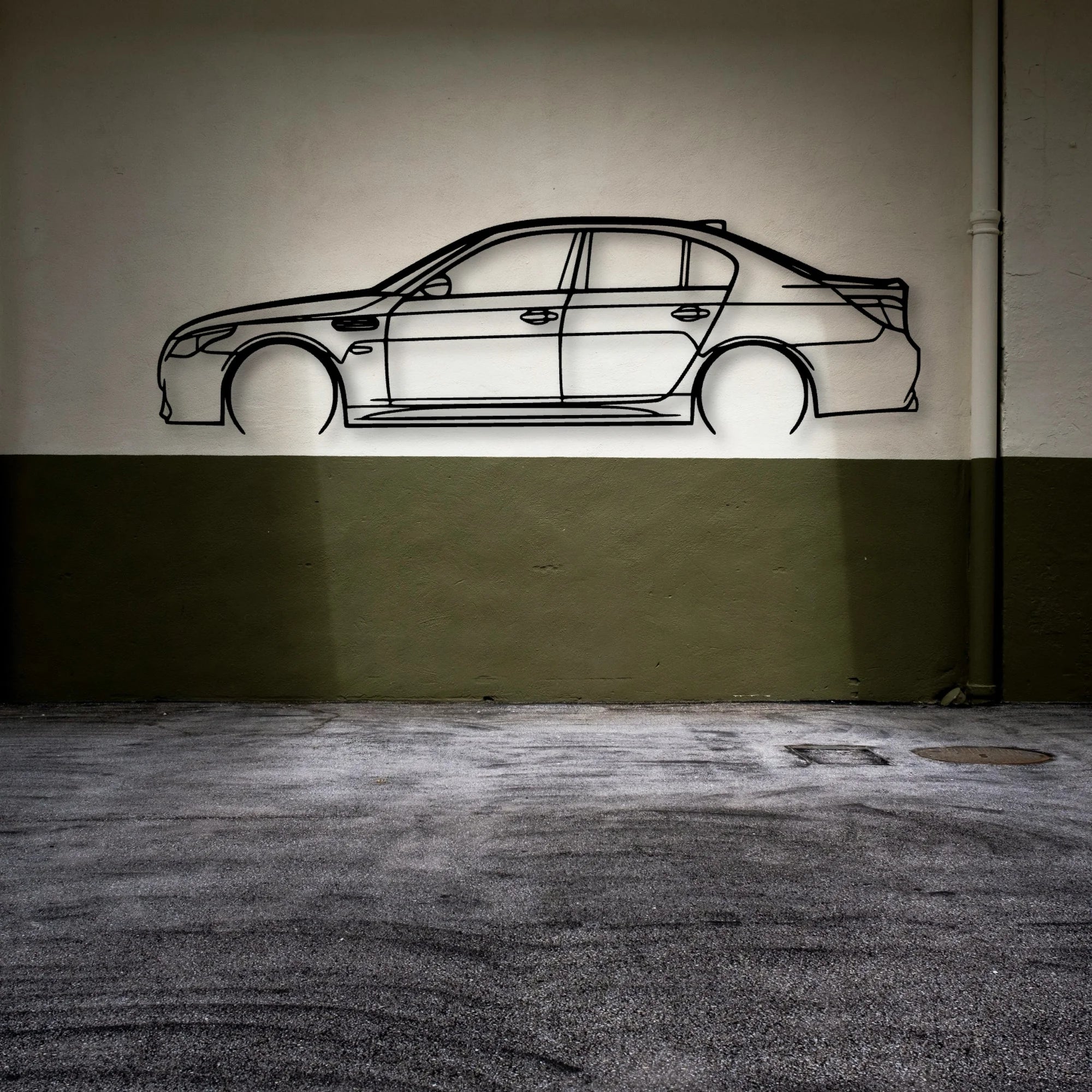 M5 E60 2 Classic Silhouette Metal Wall Art - Automotive Garage Decor