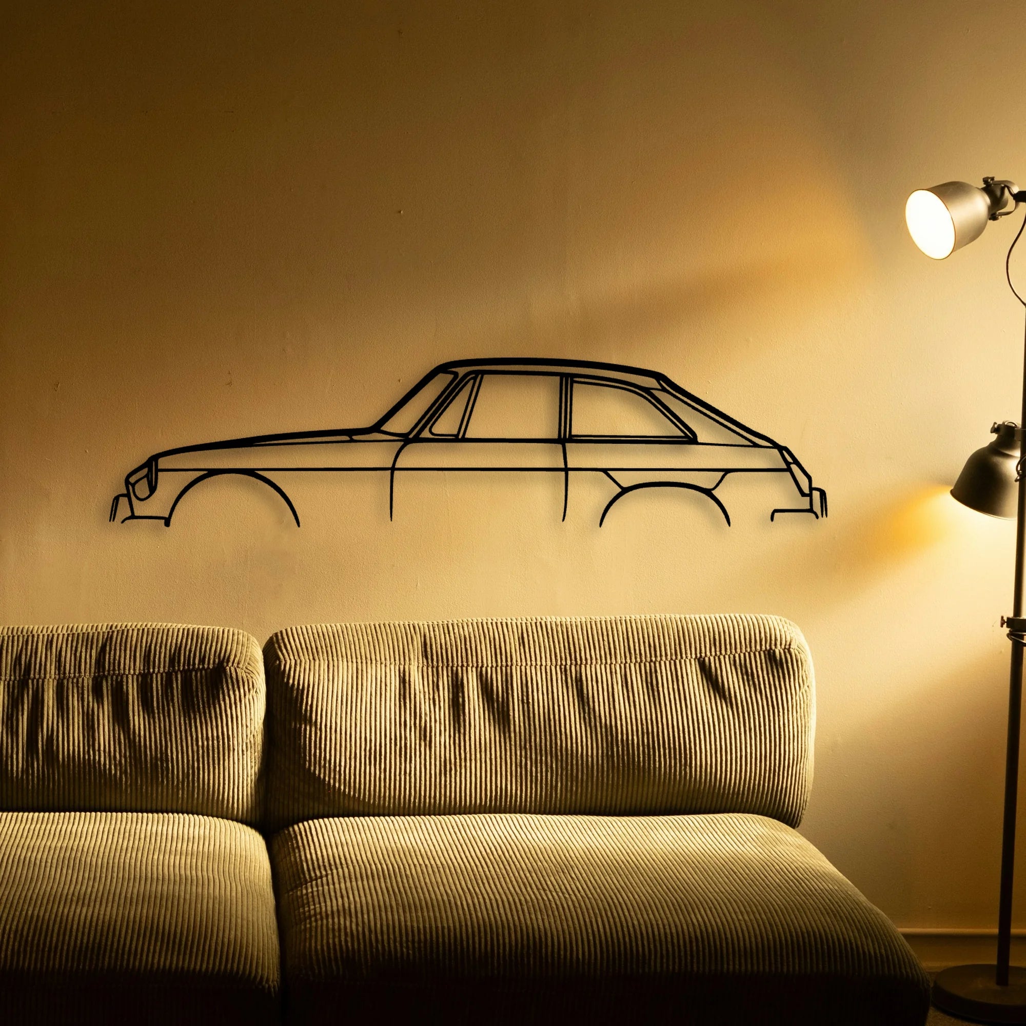 MGB GT 1969 Classic Silhouette Metal Wall Art - Automotive Garage Decor