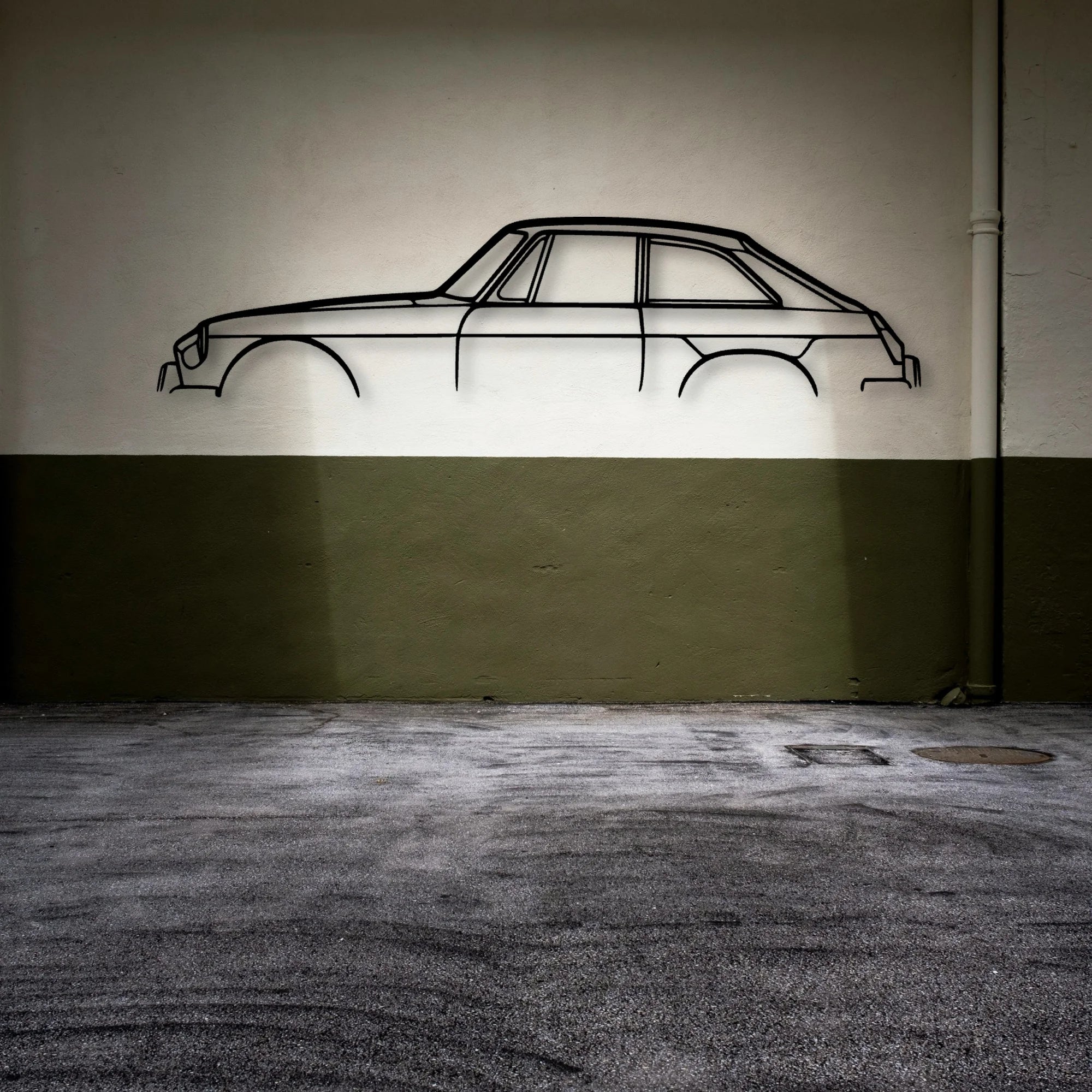 MGB GT 1969 Classic Silhouette Metal Wall Art - Automotive Garage Decor