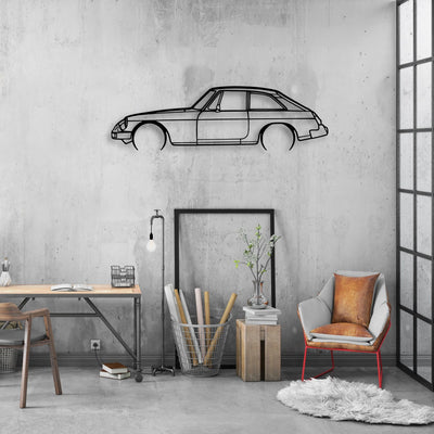 MGB GT 1978 Classic Silhouette Metal Wall Art - Automotive Garage Decor