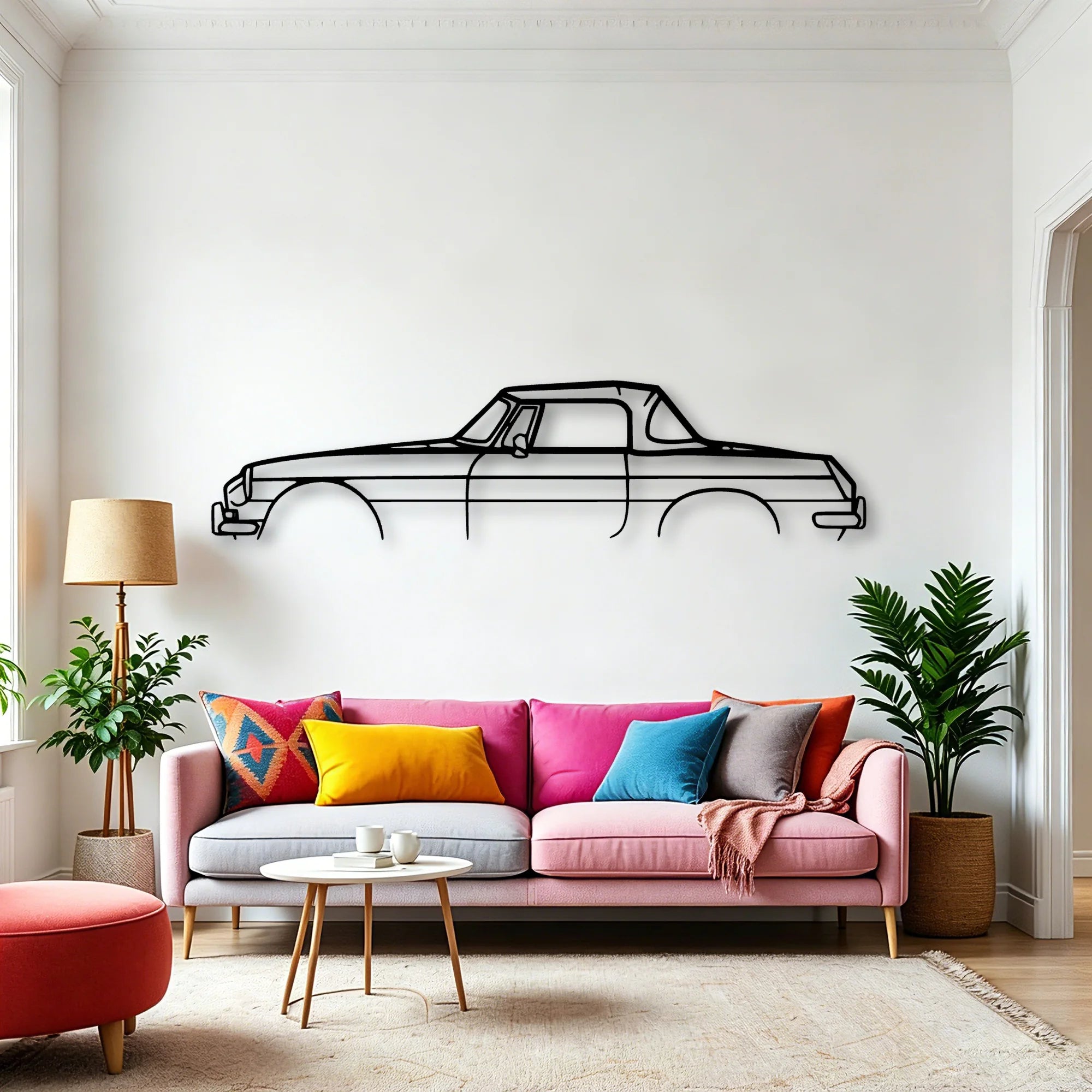 MGB Roadster 1966 Classic Silhouette Metal Wall Art - Automotive Garage Decor