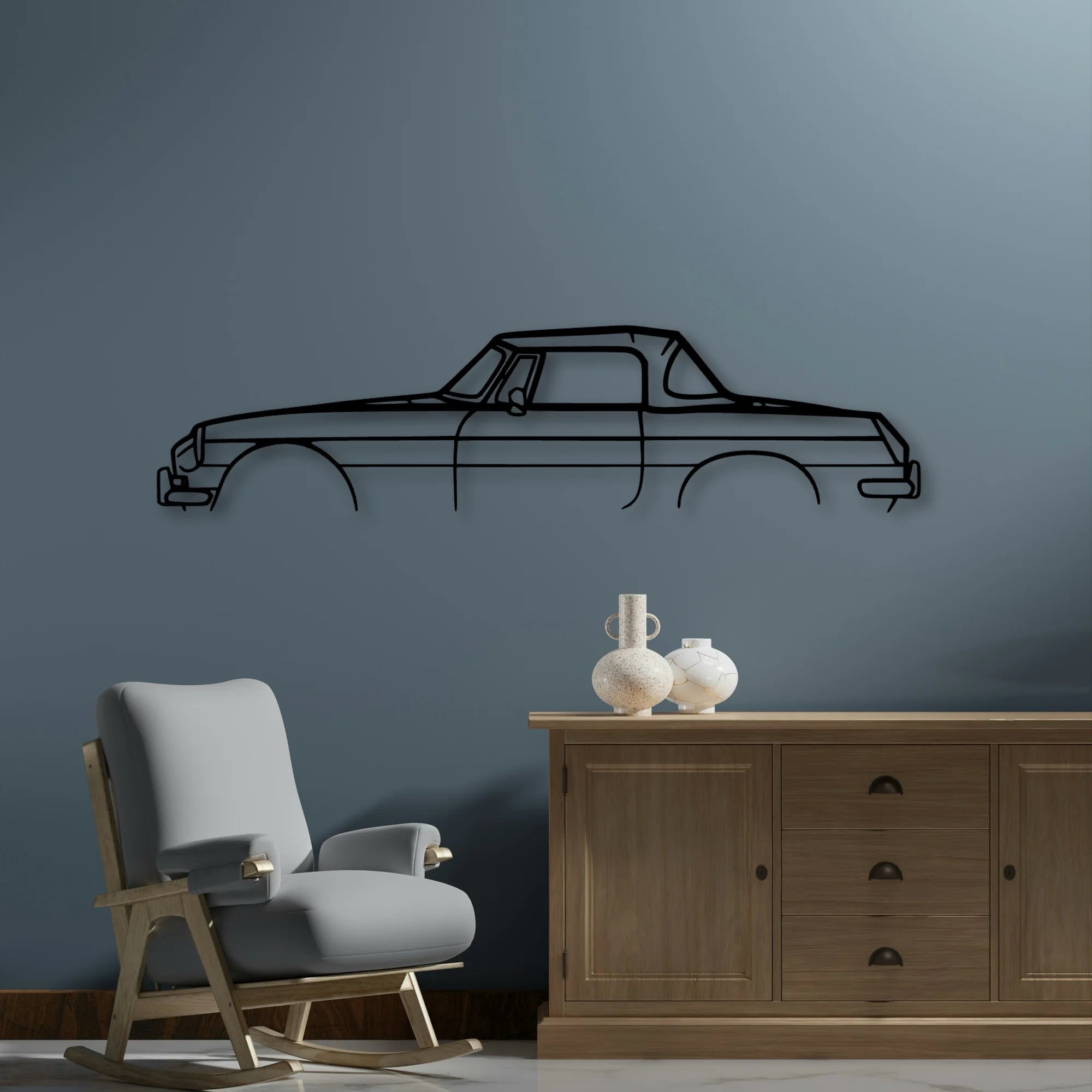 MGB Roadster 1966 Classic Silhouette Metal Wall Art - Automotive Garage Decor