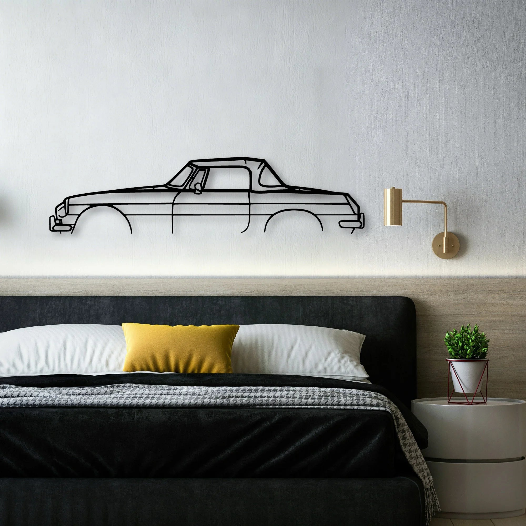 MGB Roadster 1966 Classic Silhouette Metal Wall Art - Automotive Garage Decor