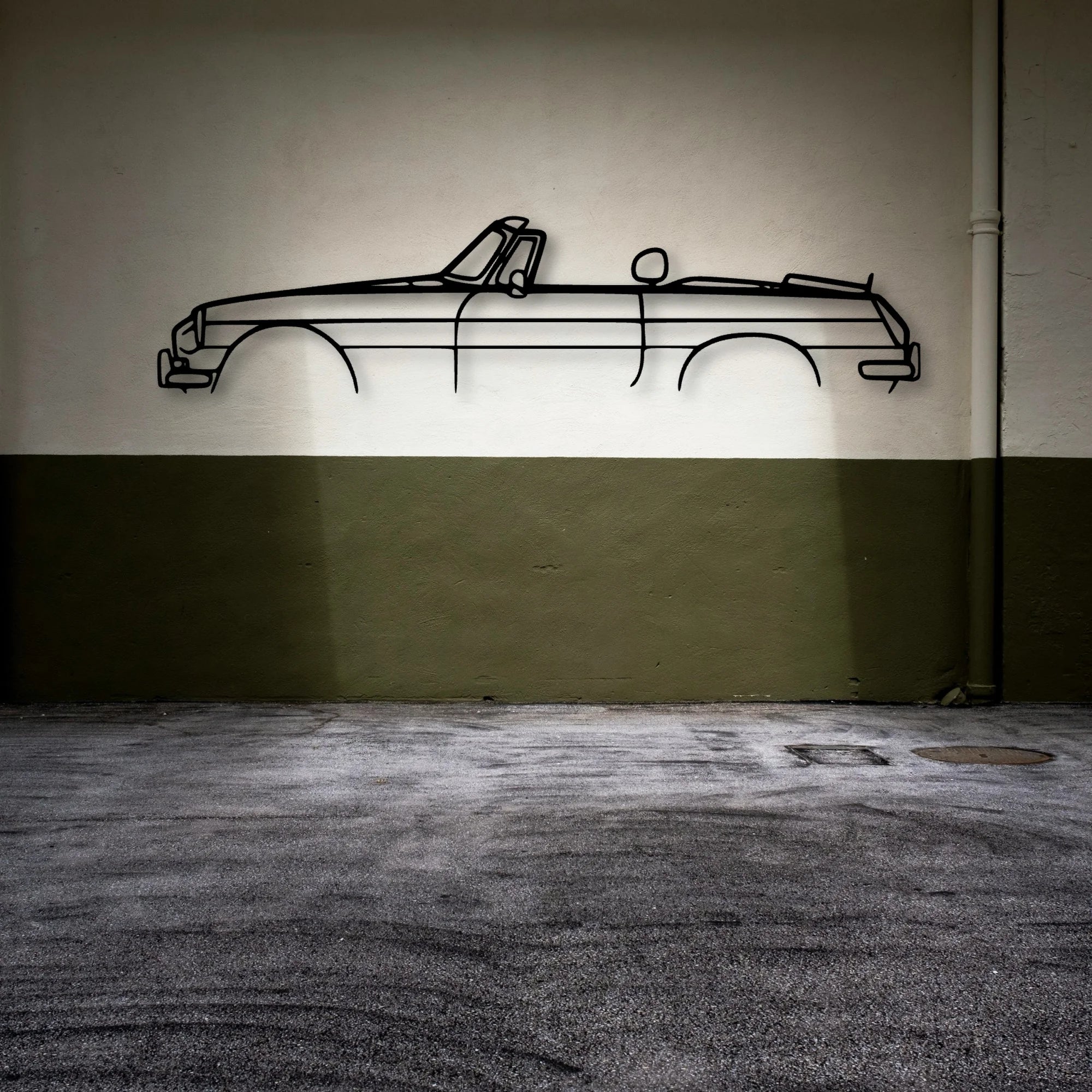 MGB Roadster 1972 Classic Silhouette Metal Wall Art - Automotive Garage Decor