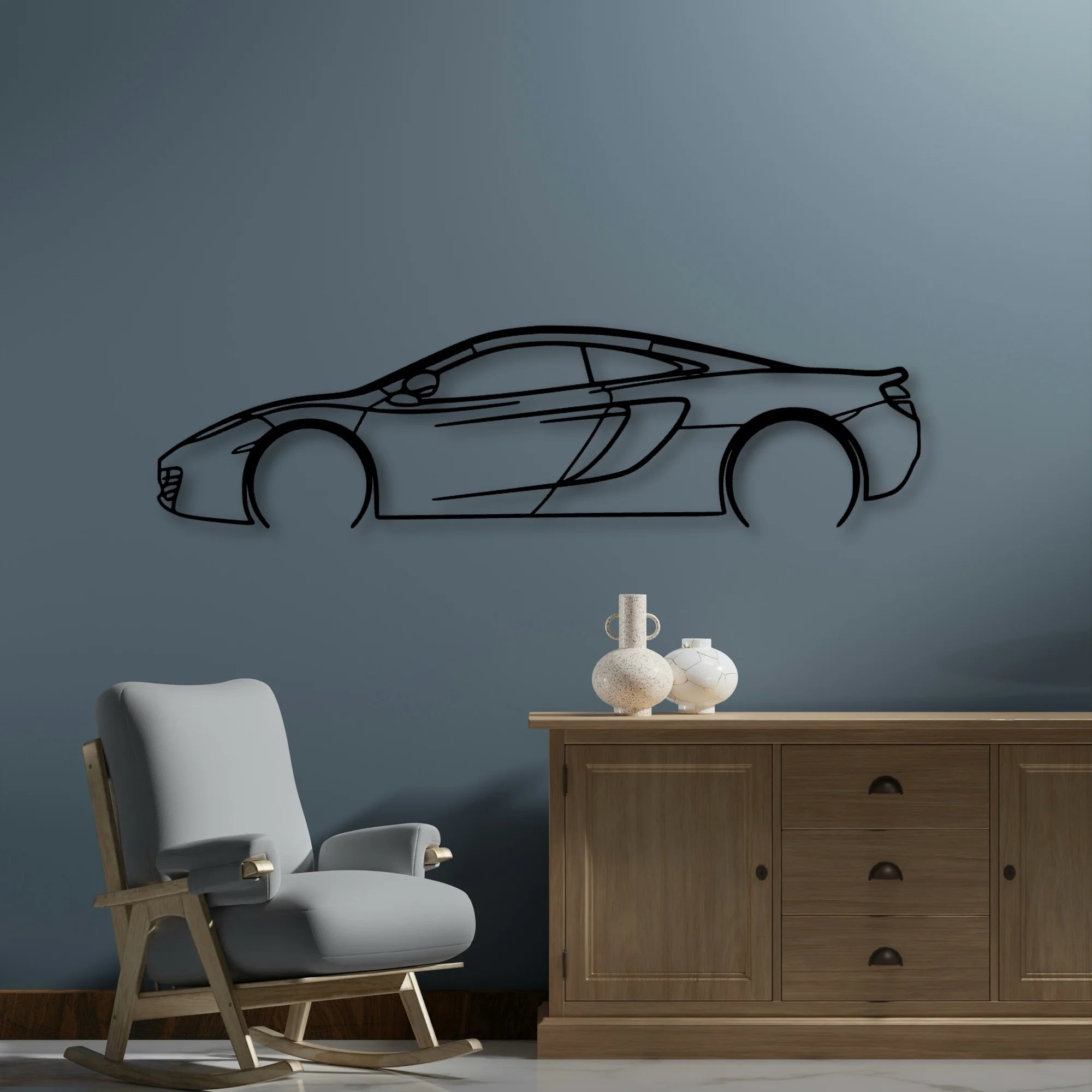 MP4 12C Classic Silhouette Metal Wall Art - Automotive Garage Decor