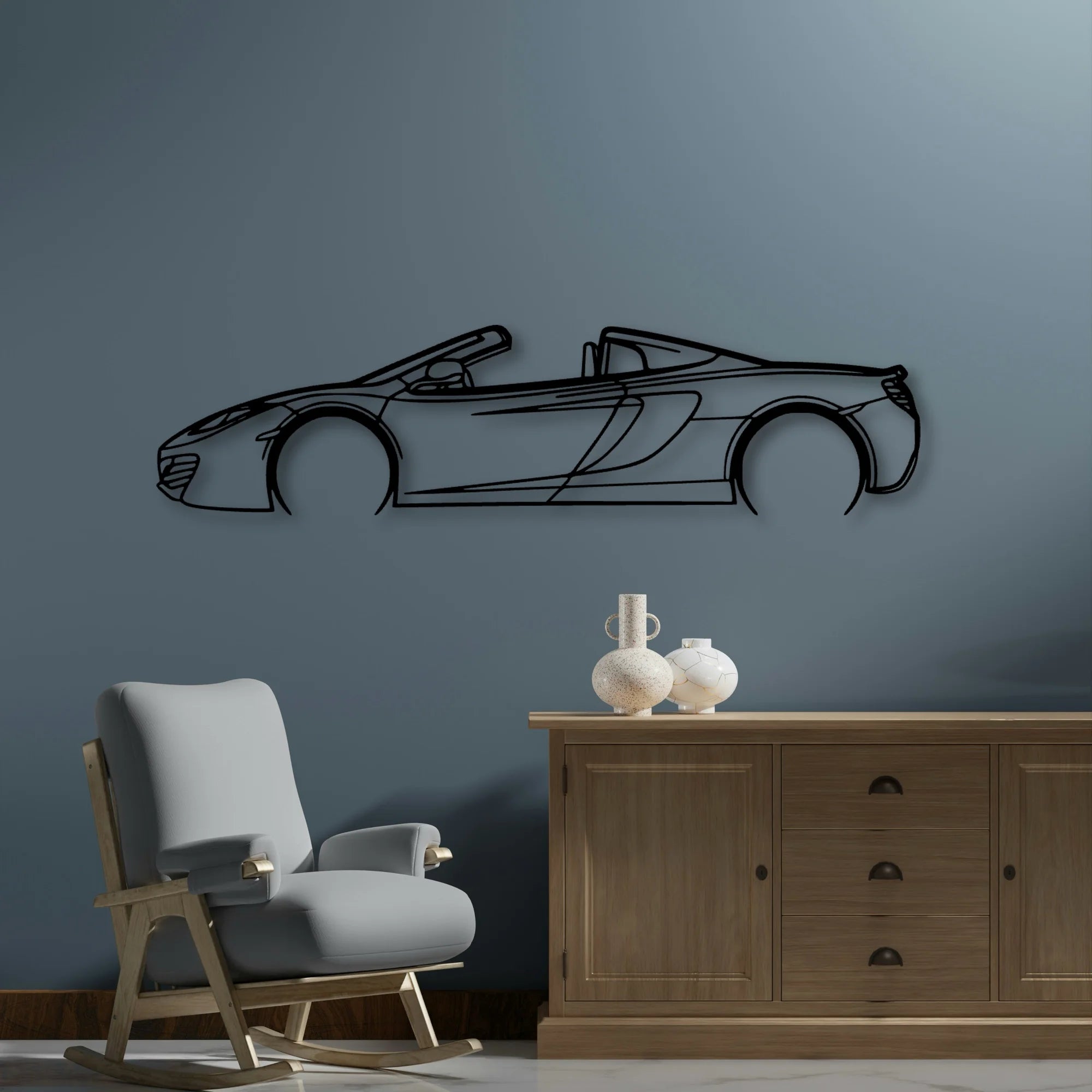 MP4 12C Spider Classic Silhouette Metal Wall Art - Automotive Garage Decor